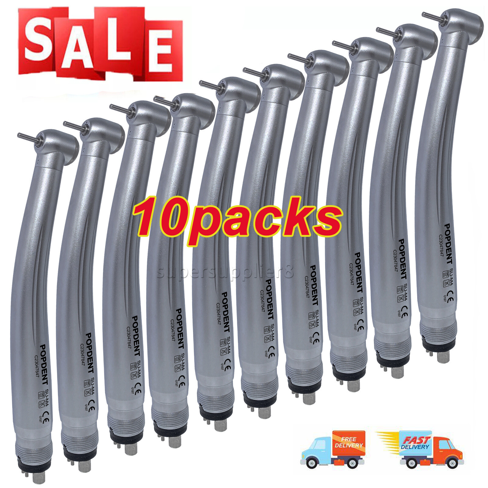 10pcs POPDENT NSK PANA MAX Style Dental High Speed Handpiece Push Button 4 Hole