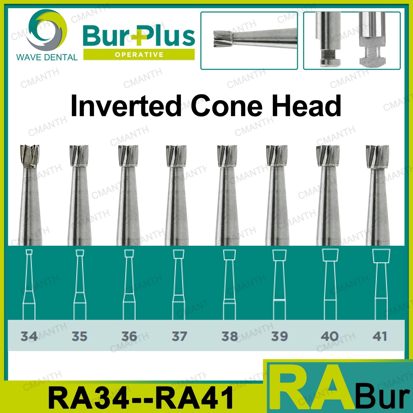 Wave Dental Carbide Burs Implant Bur Latch RA 2.35mm For Slow Speed Contra Angle