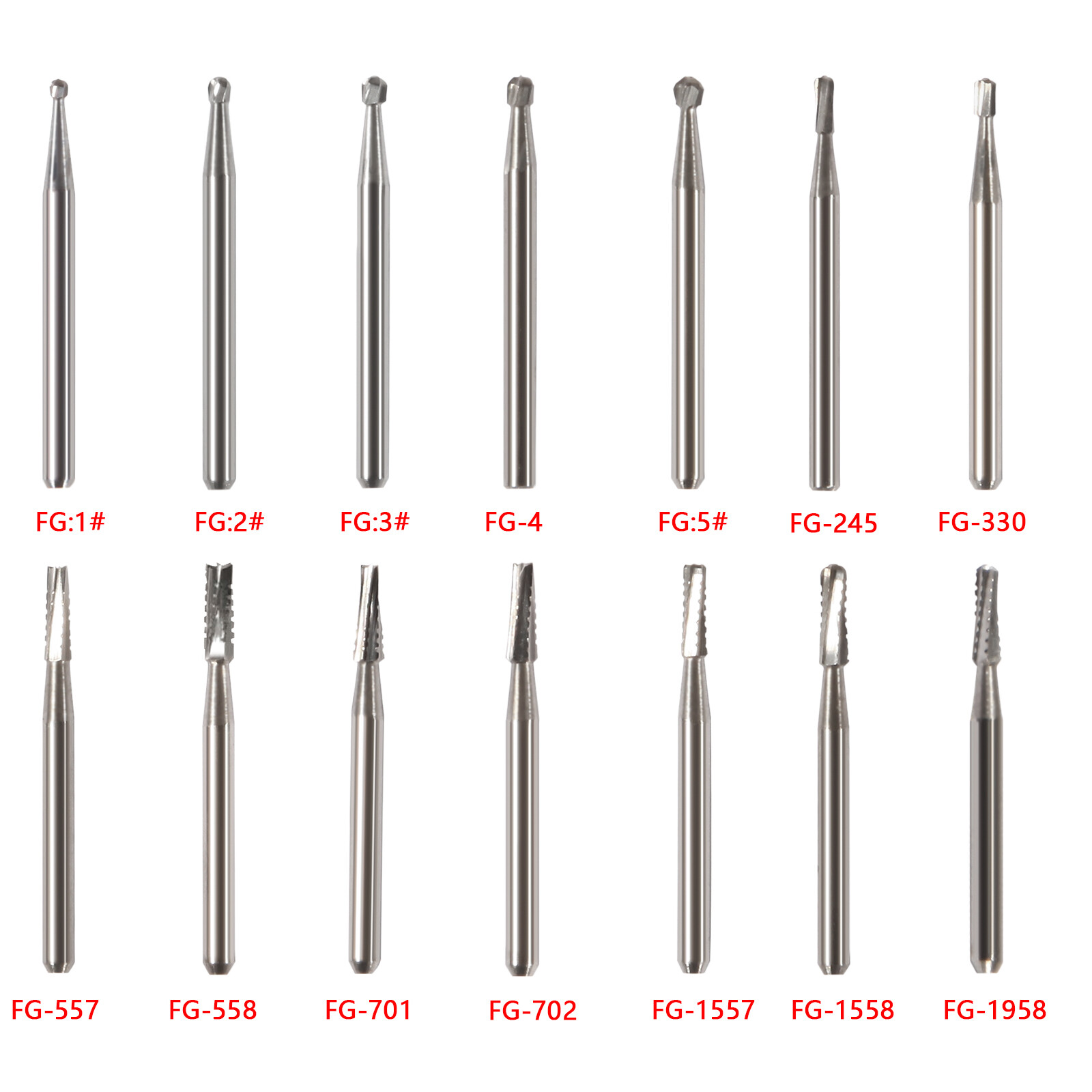 10pc/1pack Fresas de acero de carburo tungsteno FG redondas Drill Alta velocidad