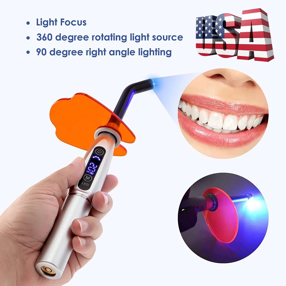 Dental Wireless Cordless LED Cure Curing Light Lamp 2000mw 5W Tool Resin Cure