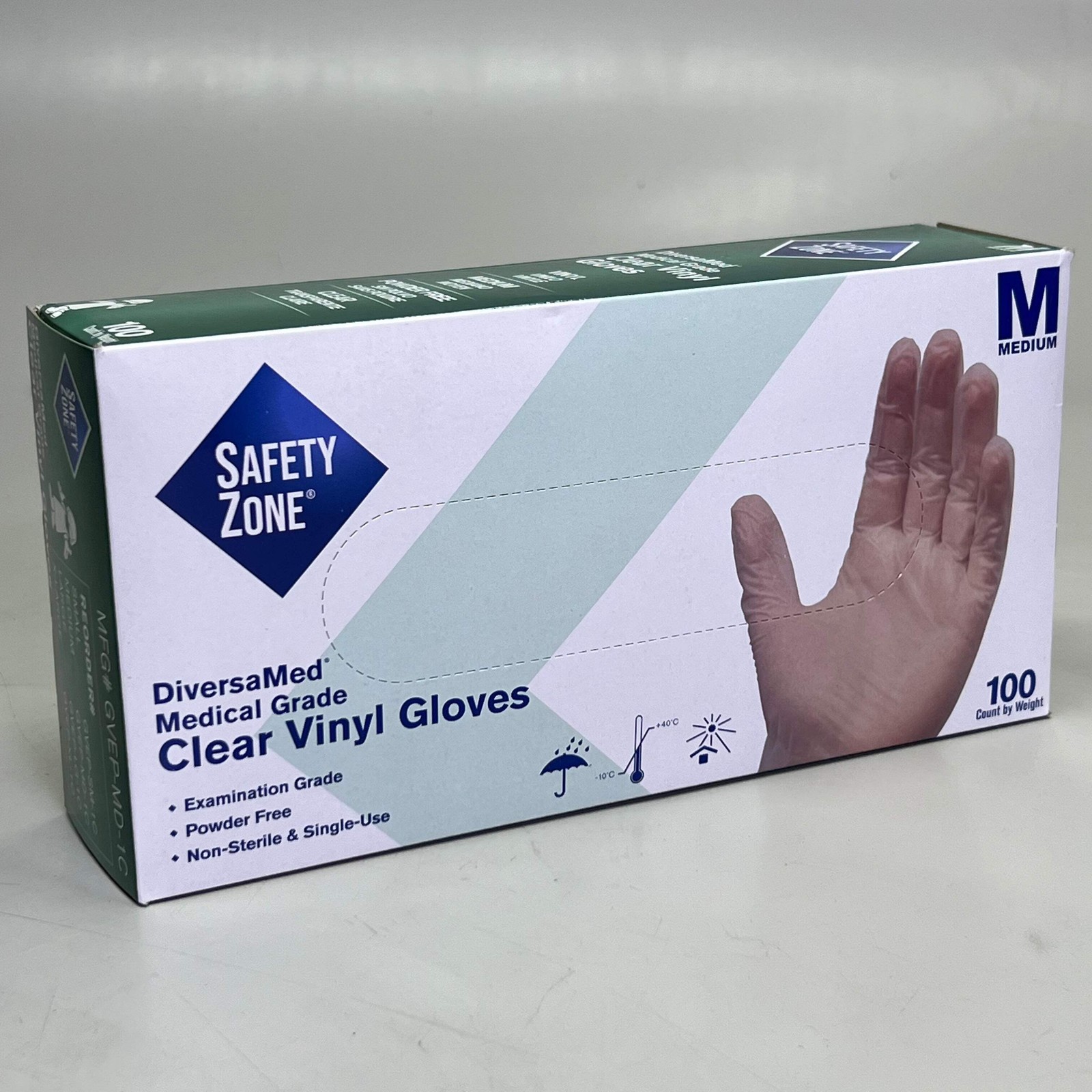 SAFETY ZONE (2 PACK of 100 Gloves) Clear Vinyl Gloves Sz M, GVEP-MD-1C