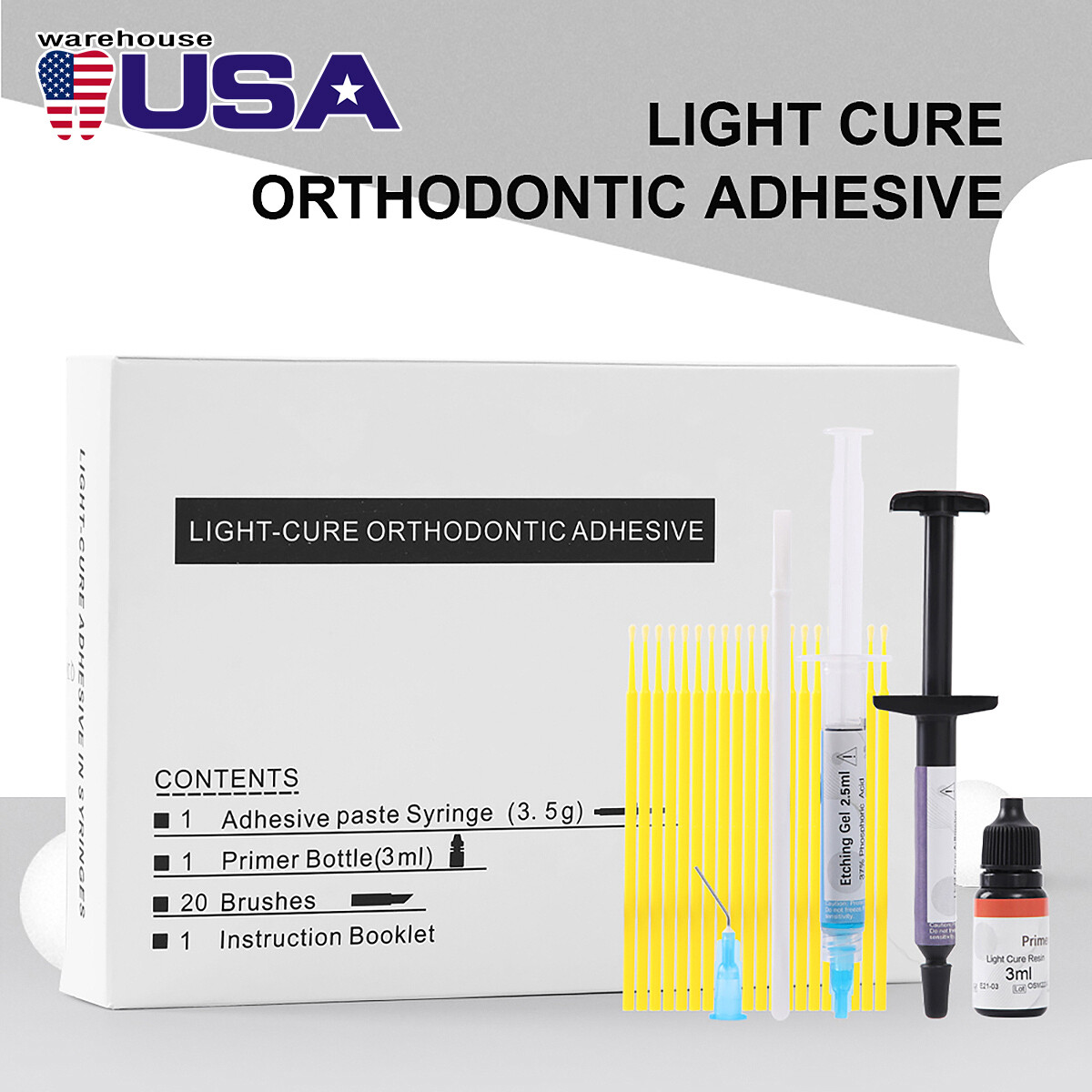 Dental Bracket Braces Glue Ortho Bonding Light Cure Resin/LED Light Cure Lamp