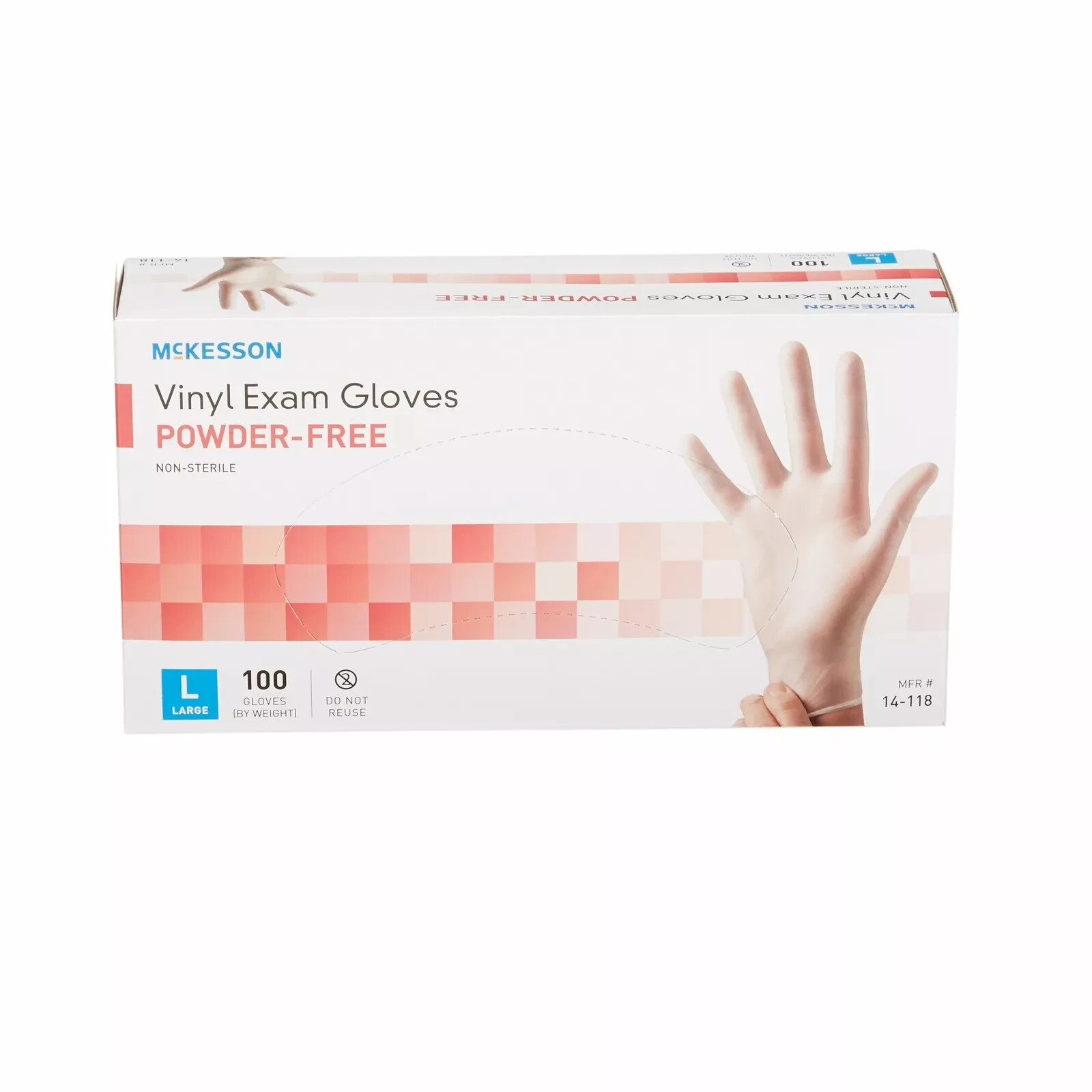 Lot of 2 McKesson Vinyl Exam Powder Free Gloves Large (Pack of 100) (14-118)