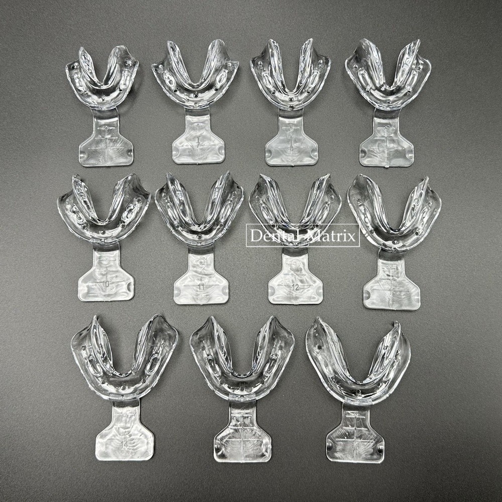 Dental Impression Trays Frame Cut Back Edentulous Jaw Full Denture Clear 18pcs