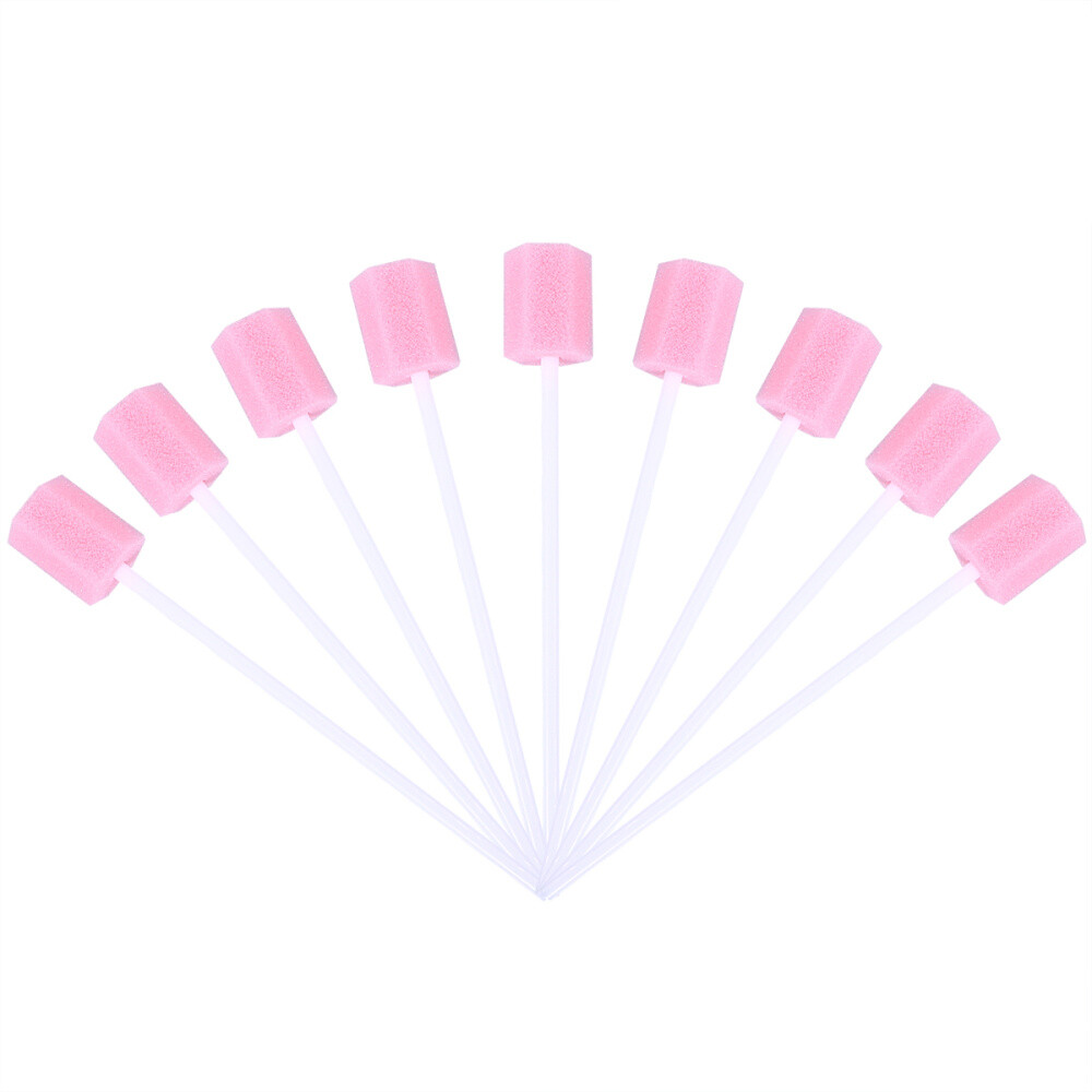 100pcs Newest Disposable Oral Care Sponge Swabs Tooth Cleaning Pink Easy To Use