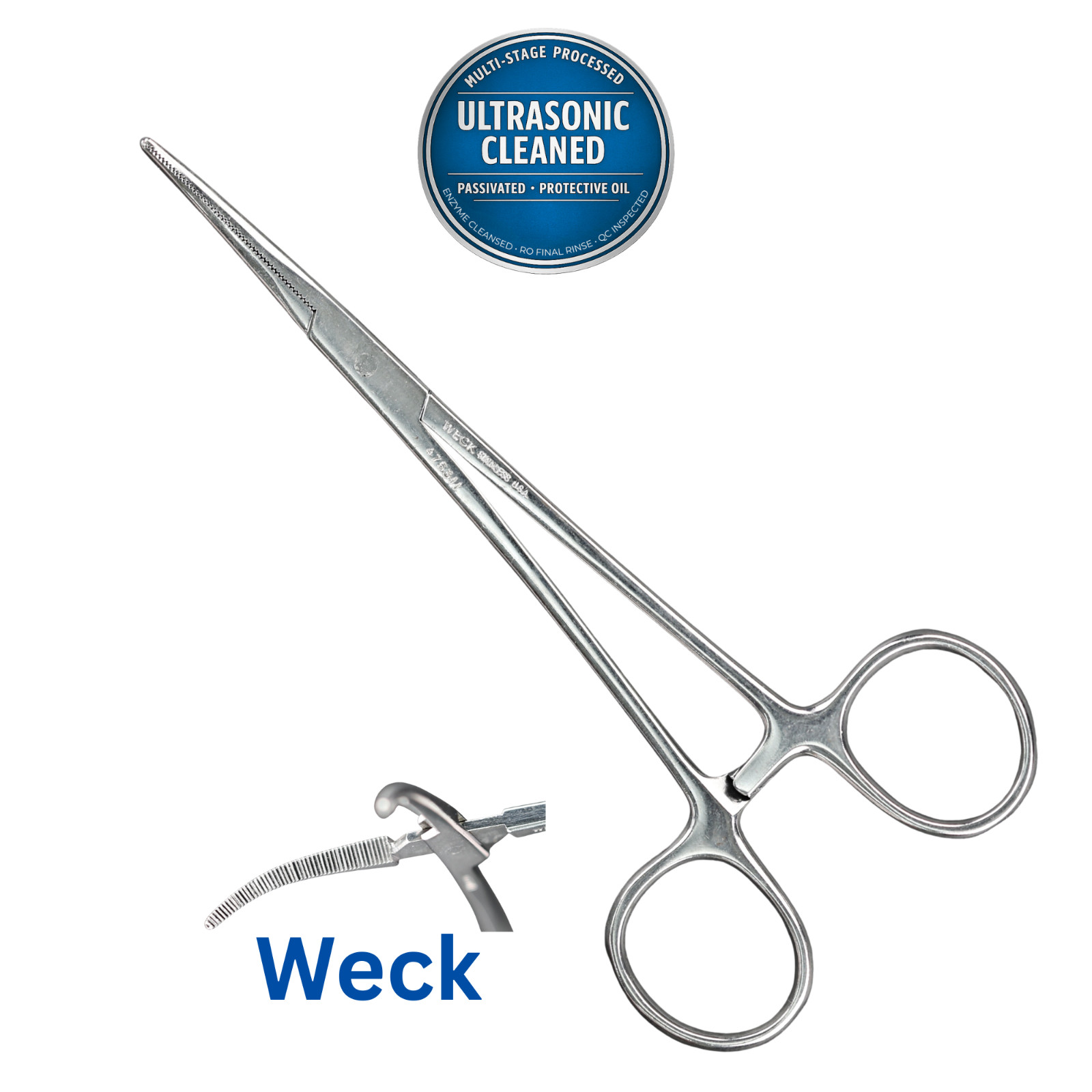 Weck 475-311 Crile Forceps, Curved, Serrated, 1.8 mm Tip, 14 cm