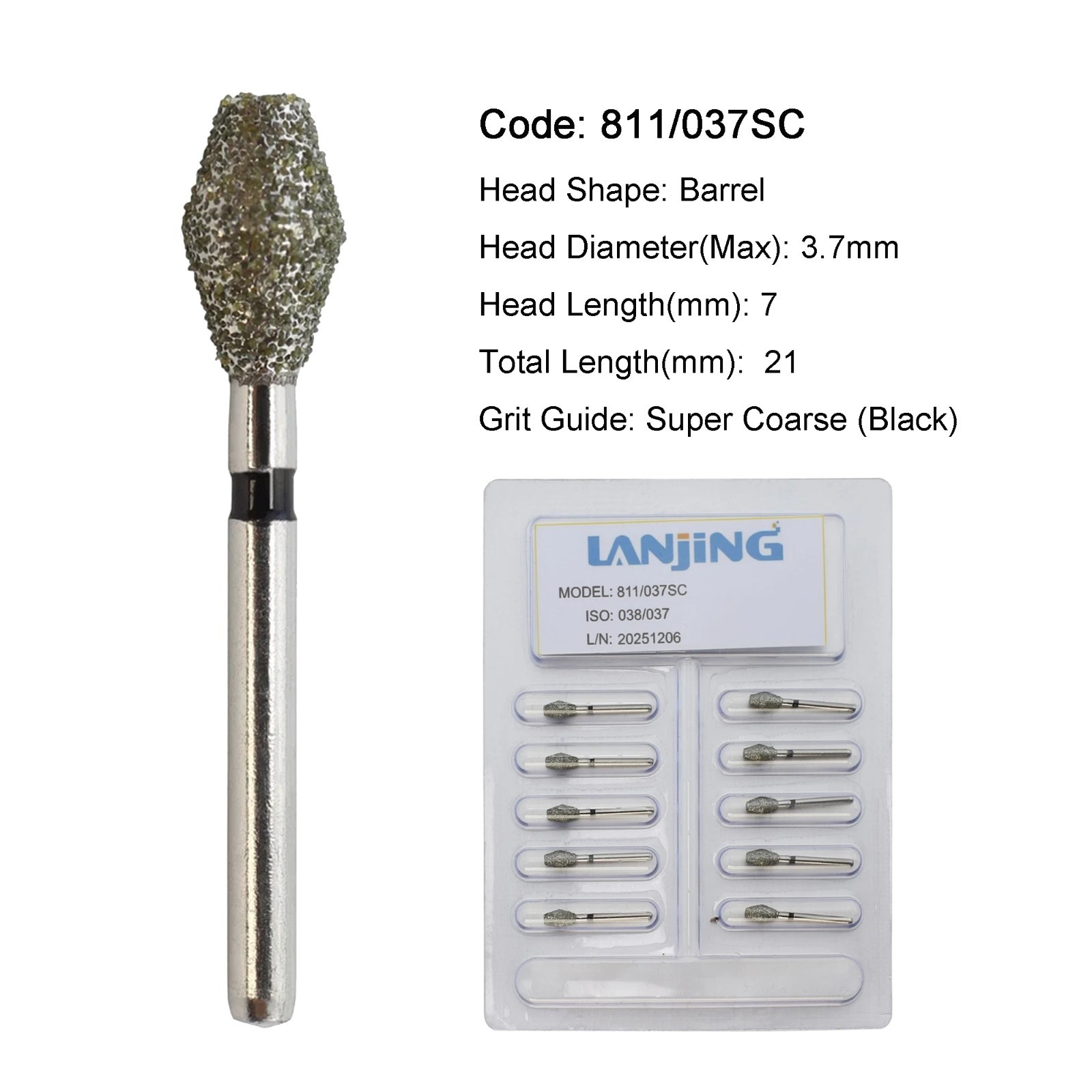 Dental Diamond Burs FG Pear Barrel Friction Grip Medium Coarse High Speed 330