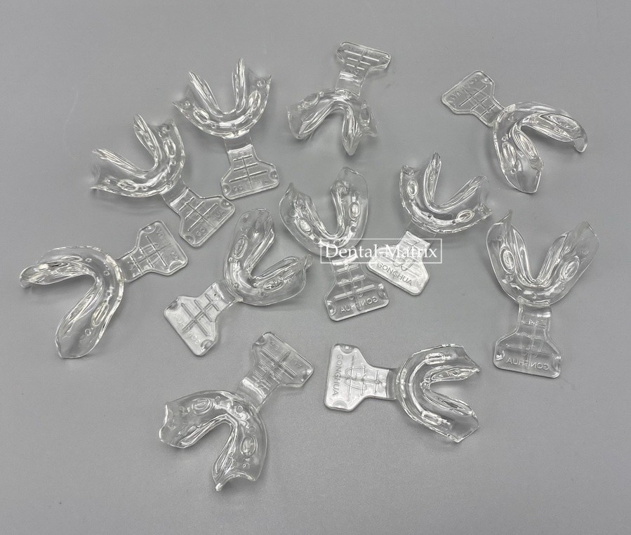 Dental Impression Trays Frame Cut Back Edentulous Jaw Full Denture Clear 18pcs