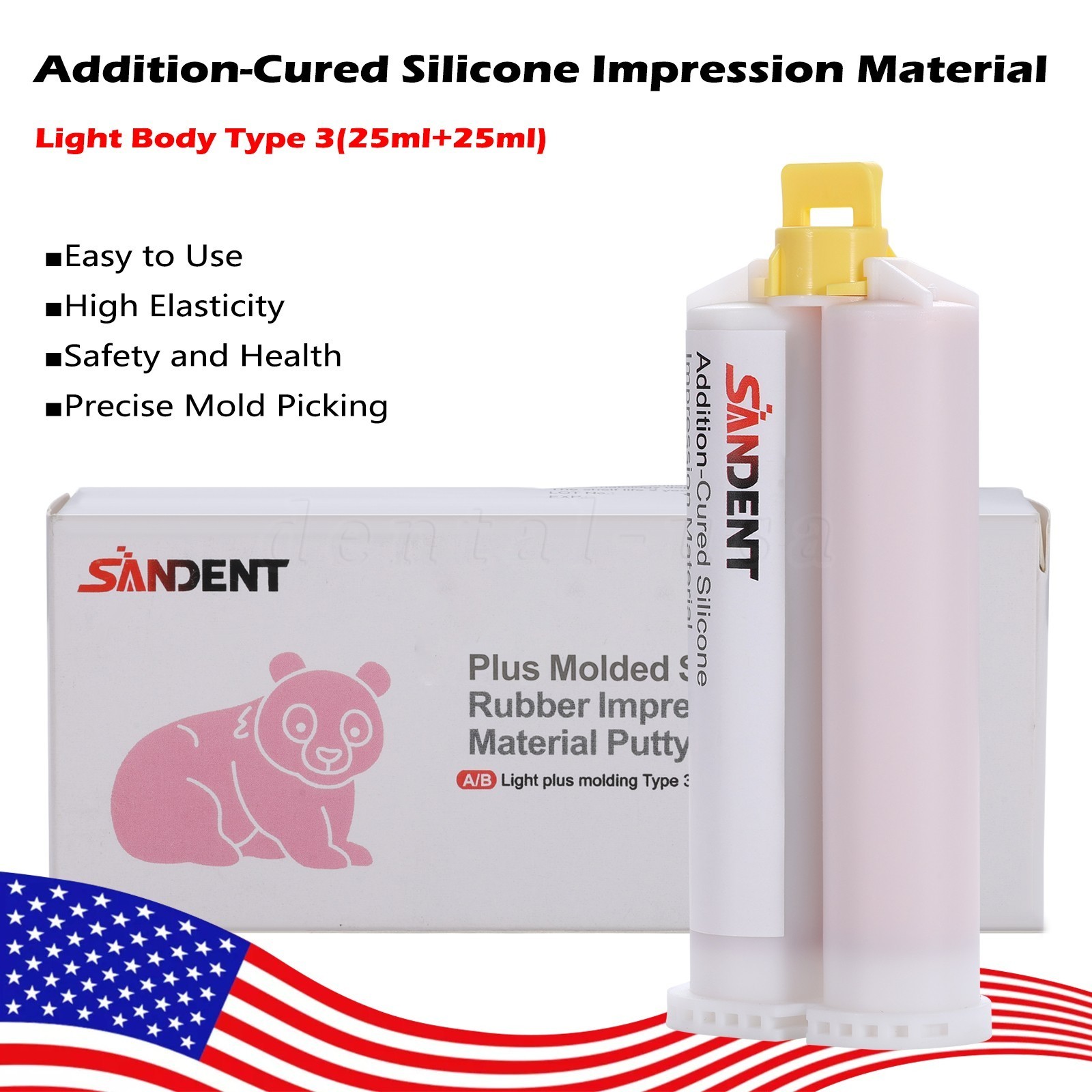 SANDENT Dental Impression Material Silicone Putty Light Body Normal 50ML,1-5/Bx