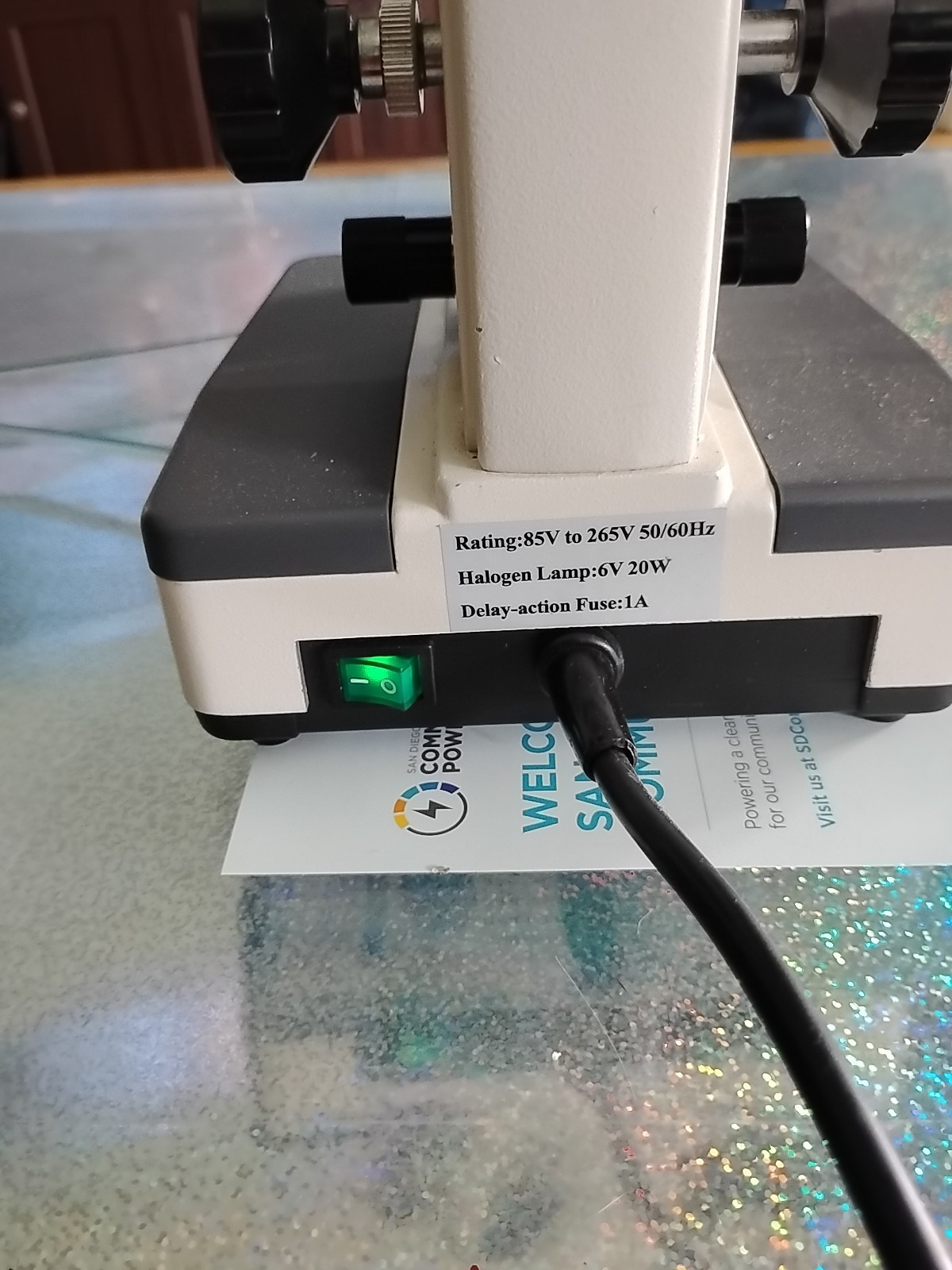 Premiere Microscope Rating: 85 V To 265V 50/60HZ Halogen Lamp 6V 20 W Delay