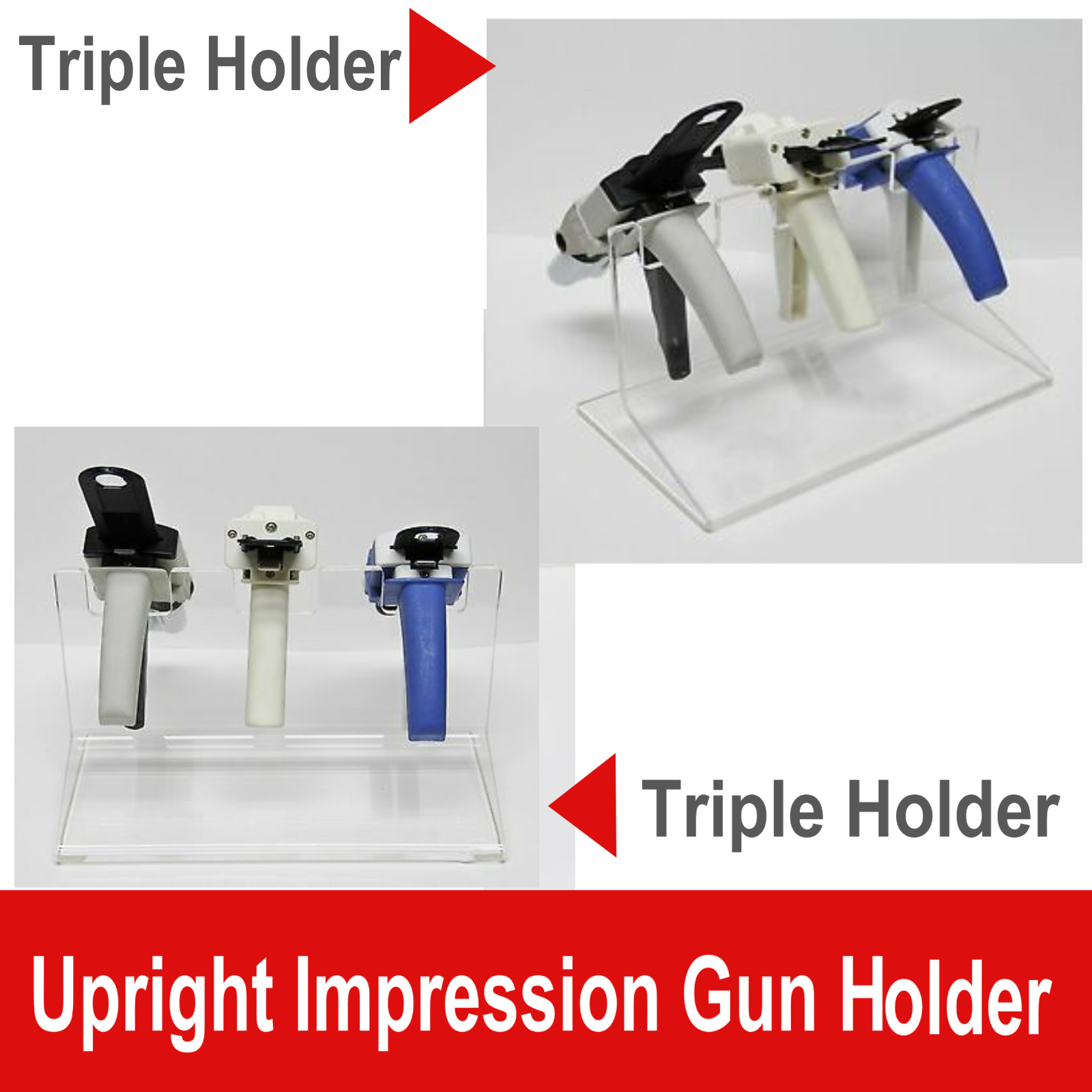 Dental Upright Impression Gun Holder Triple, Impression Gun Organizer Dual, USA!