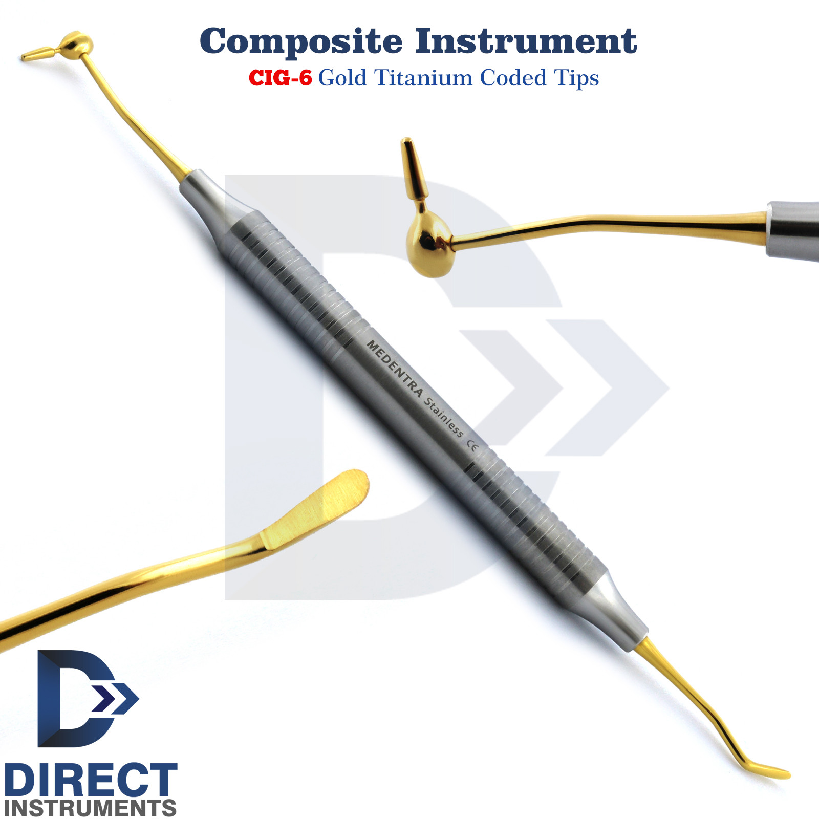 Dental Composite Instrument #6 Titanium Gold CIG6 Plastic Filling Restorations
