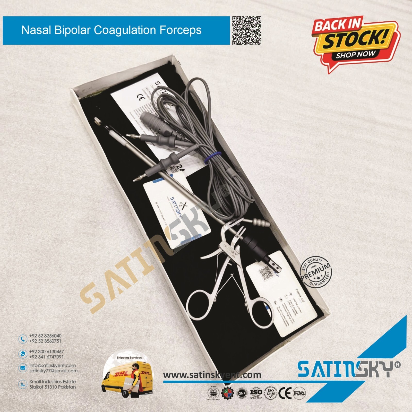 ENT Instruments Nasal Bipolar Coagulation Forceps Surgical Electrosurgical