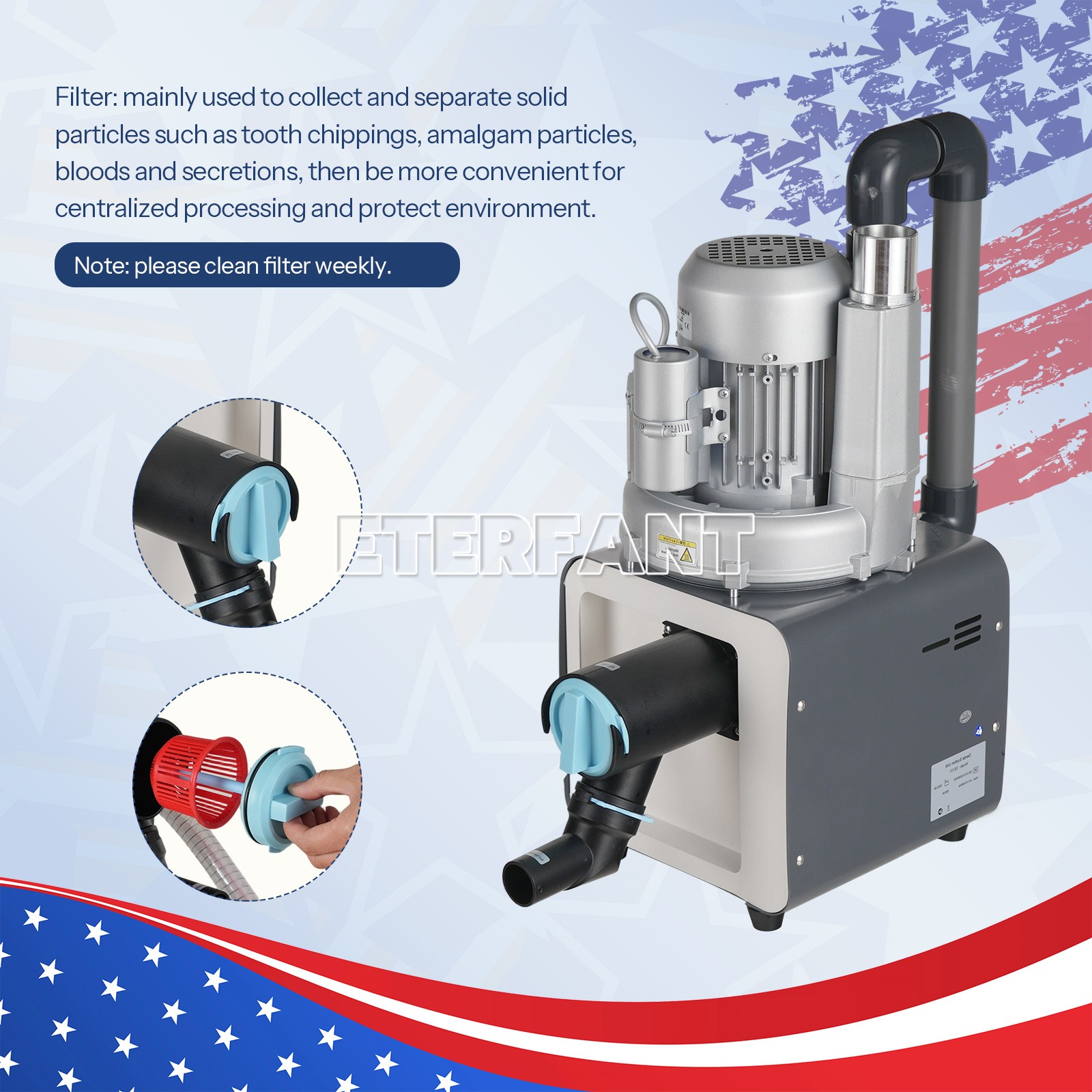 Semi-Dry Type Dental Electric Suction Machine Vacuum System DE-001 450L/min