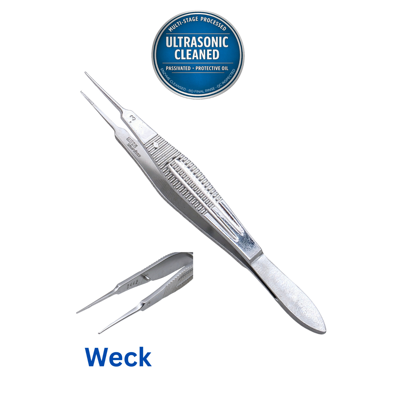 Weck 3442 Castroviejo Suture Tying Forceps 0.3mm Teeth – Ultrasonically Cleaned