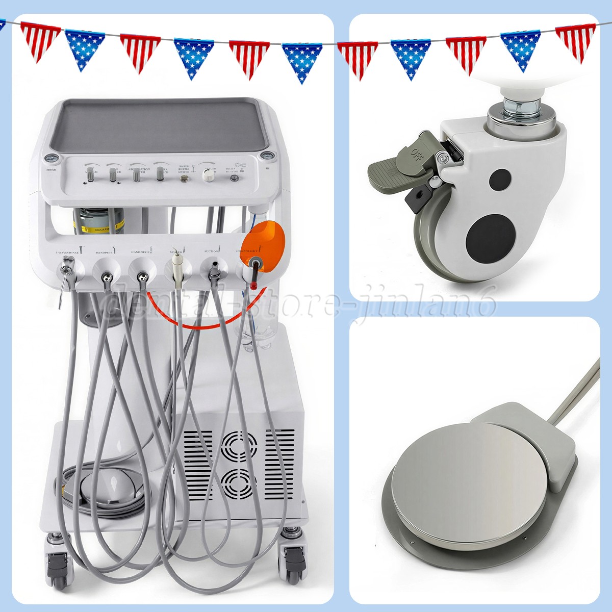 Portable Dental Mobile Delivery Unit with Compressor Curing Light suction Scaler