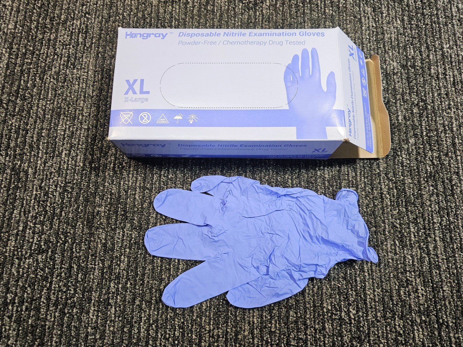(QTY 500) Hongray Disposable Nitrile Examination Gloves Size XLarge NUS7024