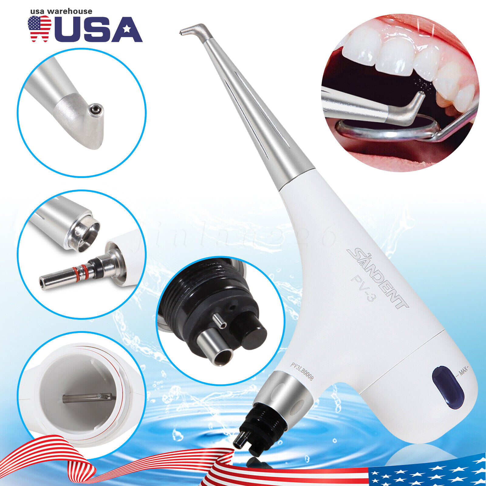 Dental Air Flow Teeth Polishing Polisher Handpiece Hygiene Air Prophy Jet 4Holes