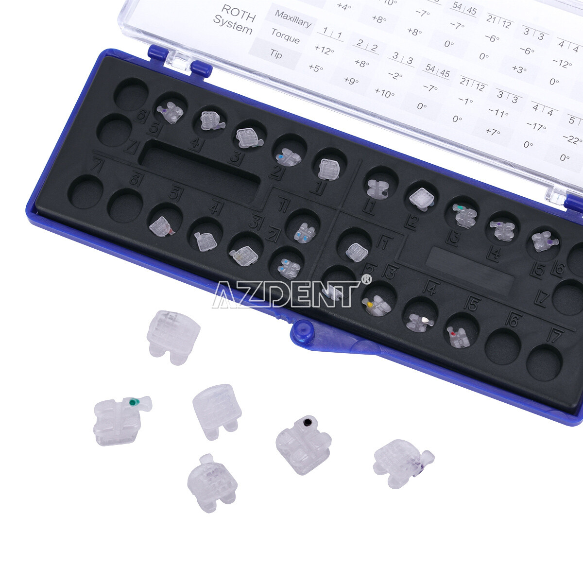 20Pcs/kit Dental Orthodontic Ceramic Brackets Braces Roth Slot.022 Hooks 3-4-5