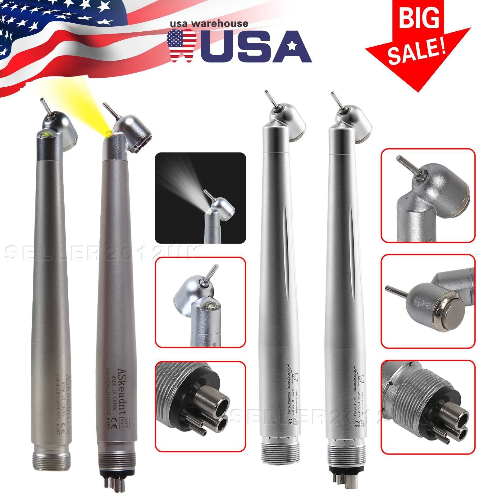 NSK Style Dental Surgical 45° Degree LED High Speed Handpiece Turbine 2/4Hole SK