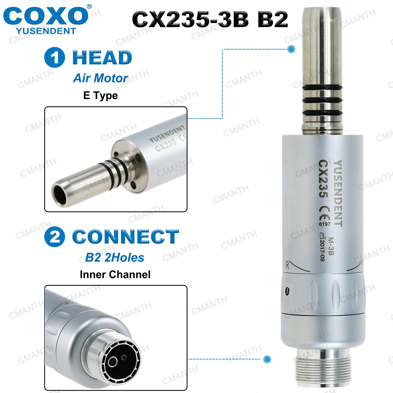 COXO Dental Contra Angle Straight Handpiece Fiber Optic 1:1 Inner Channel E Type