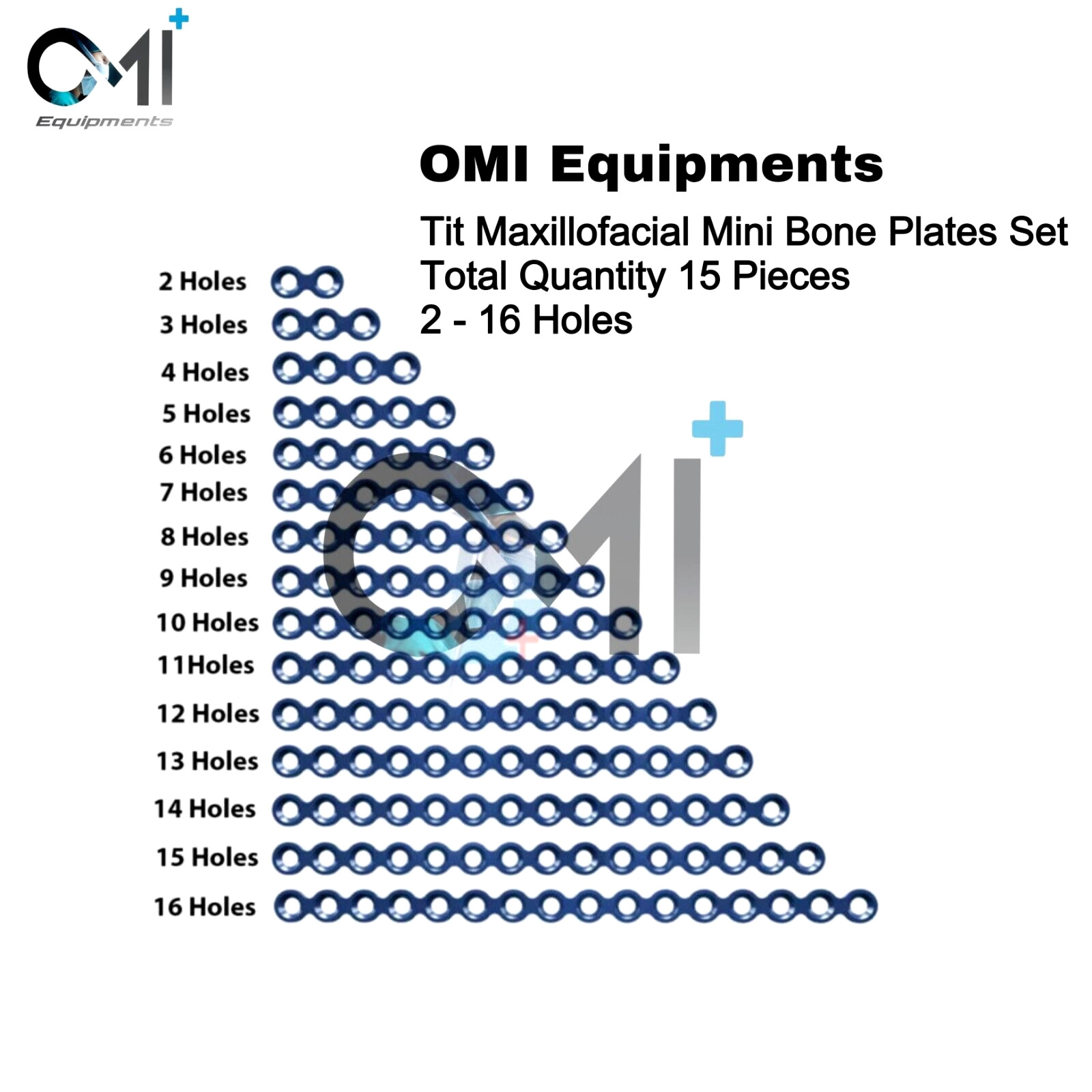 Tit Maxillofacial Mini Bone Implant Plate Continuous Hole Plates 2 – 16 Holes