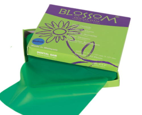 Rubber Dam Blossom 5 x 5 Green Dental Dam 52pk