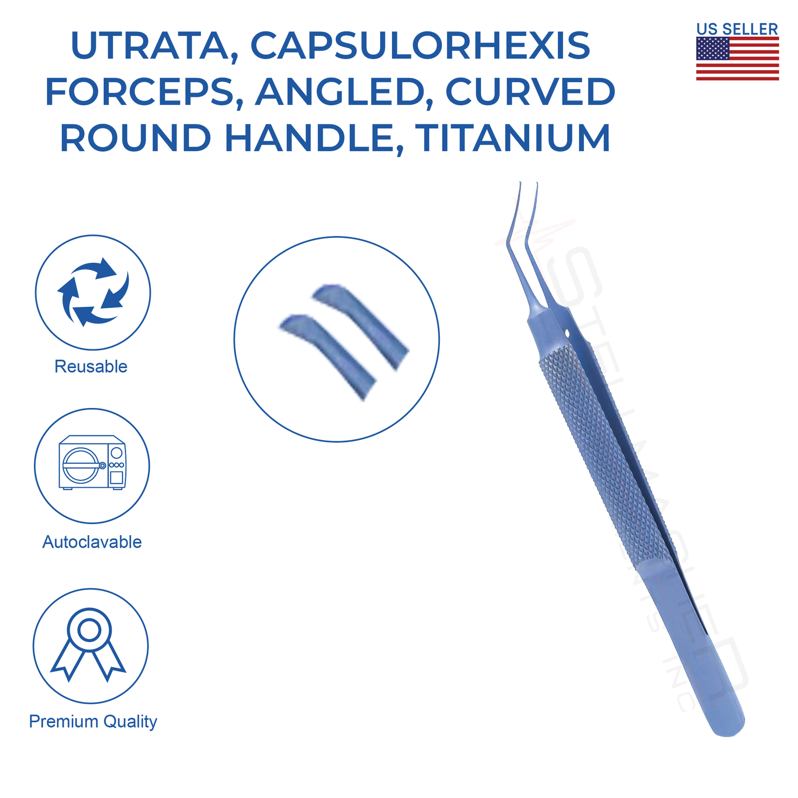 Utrata Capsulorhexis Forceps Angled Curved Round Handle 11.5cmn Eye Instruments