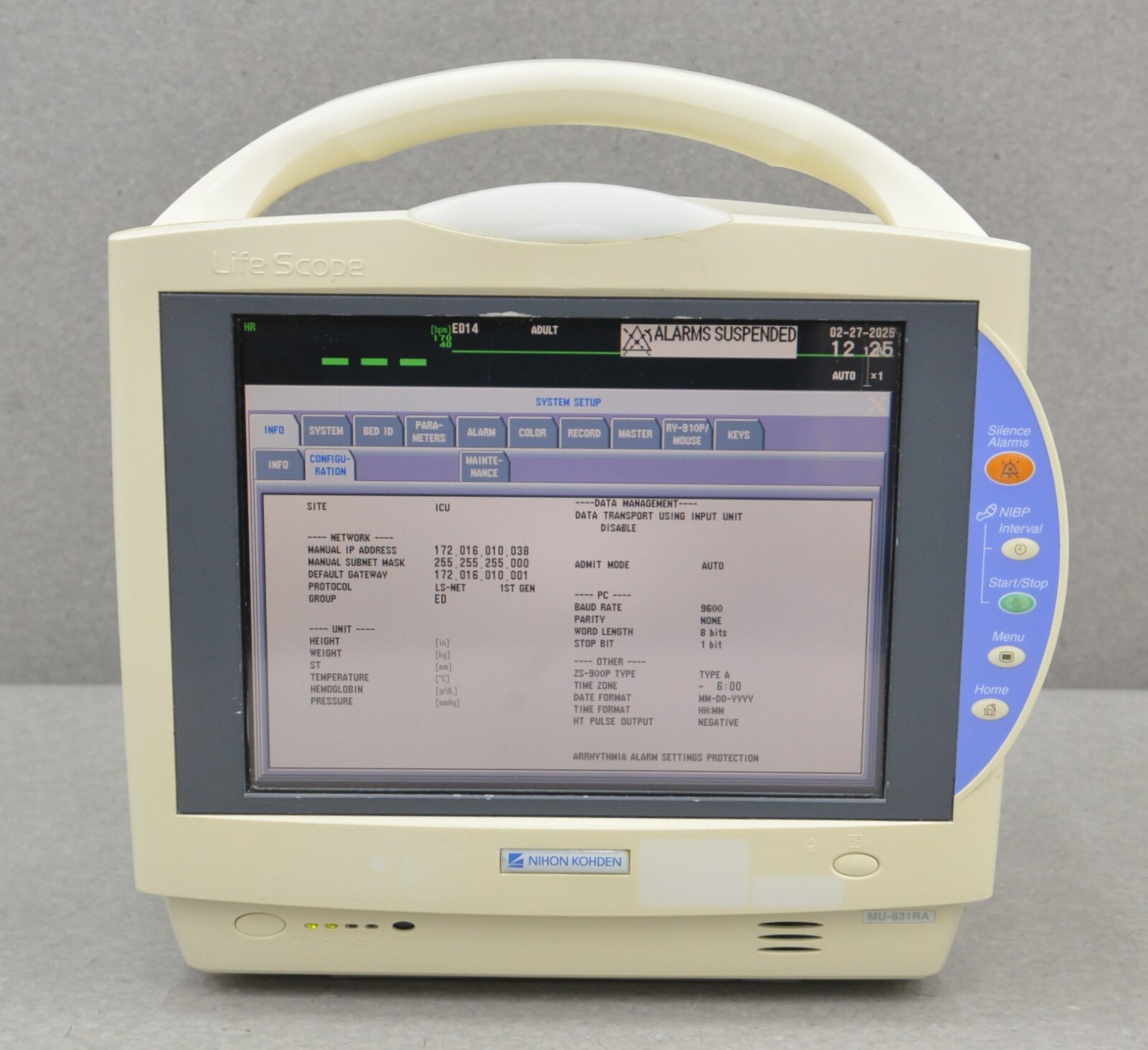 Nihon Kohden Life Scope BSM-6000 Bedside Screen MU-613RA