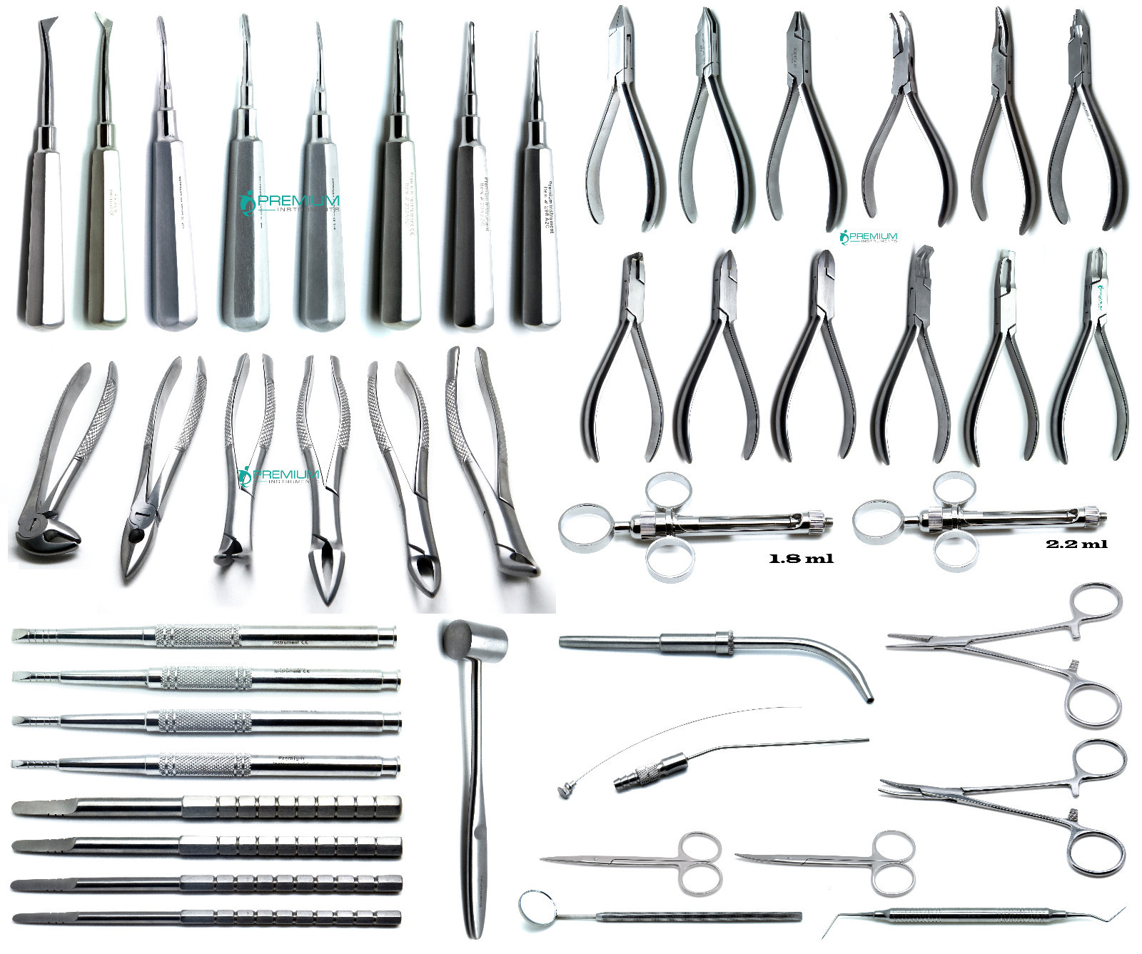 Dental Extraction Elevators Forceps Chisels Pliers Surgical Set of 45 Instrument