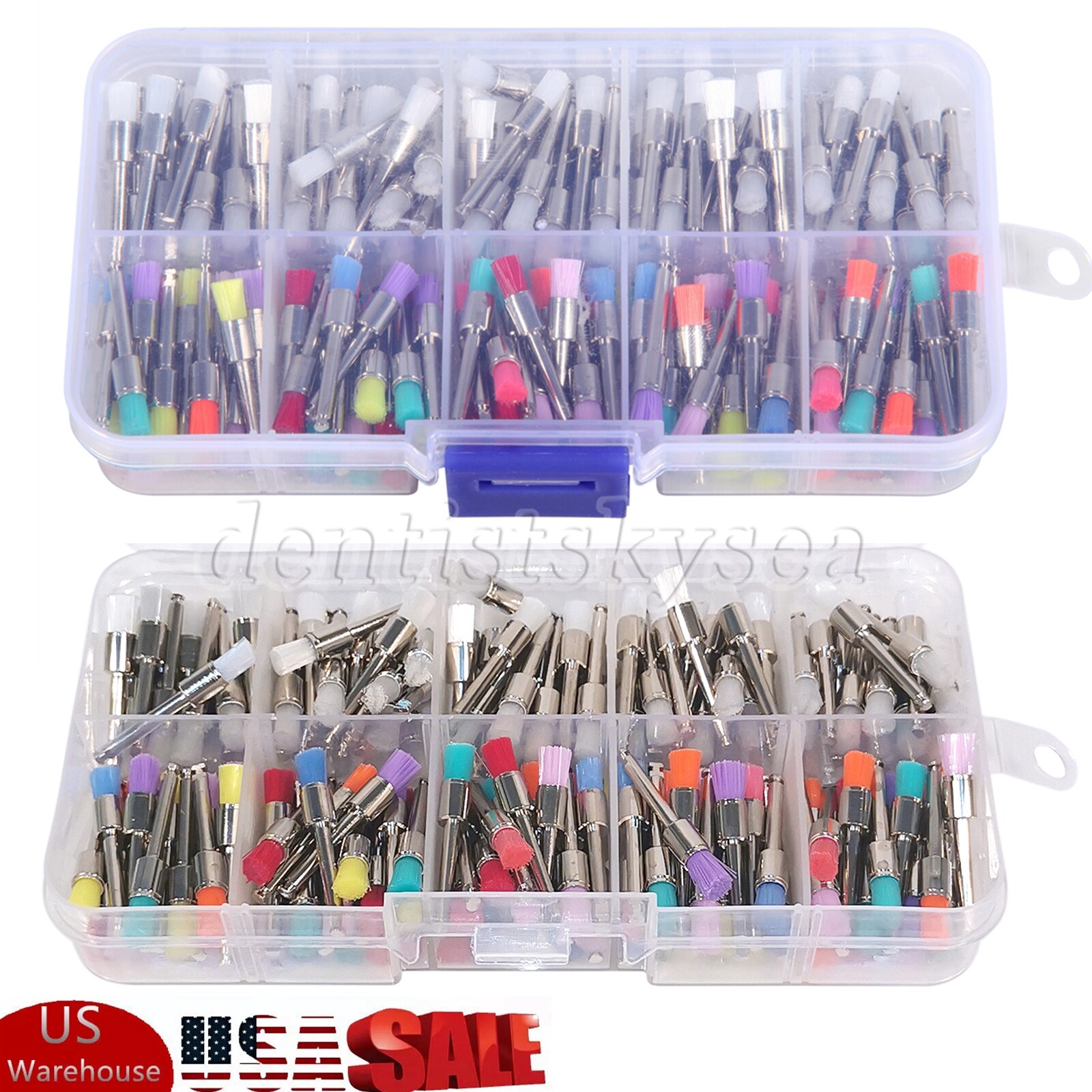200-2000PCS Dental Nylon Polishing Flat Latch Polisher Prophy Brush Disposable