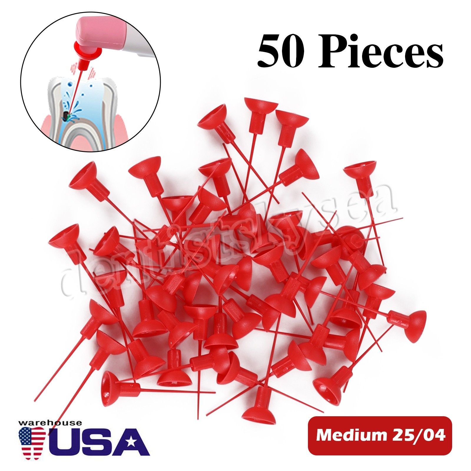 200X Endo Ultrasonic Activator Tips Root Canal Irrigator Tips Red-025/04 Medium