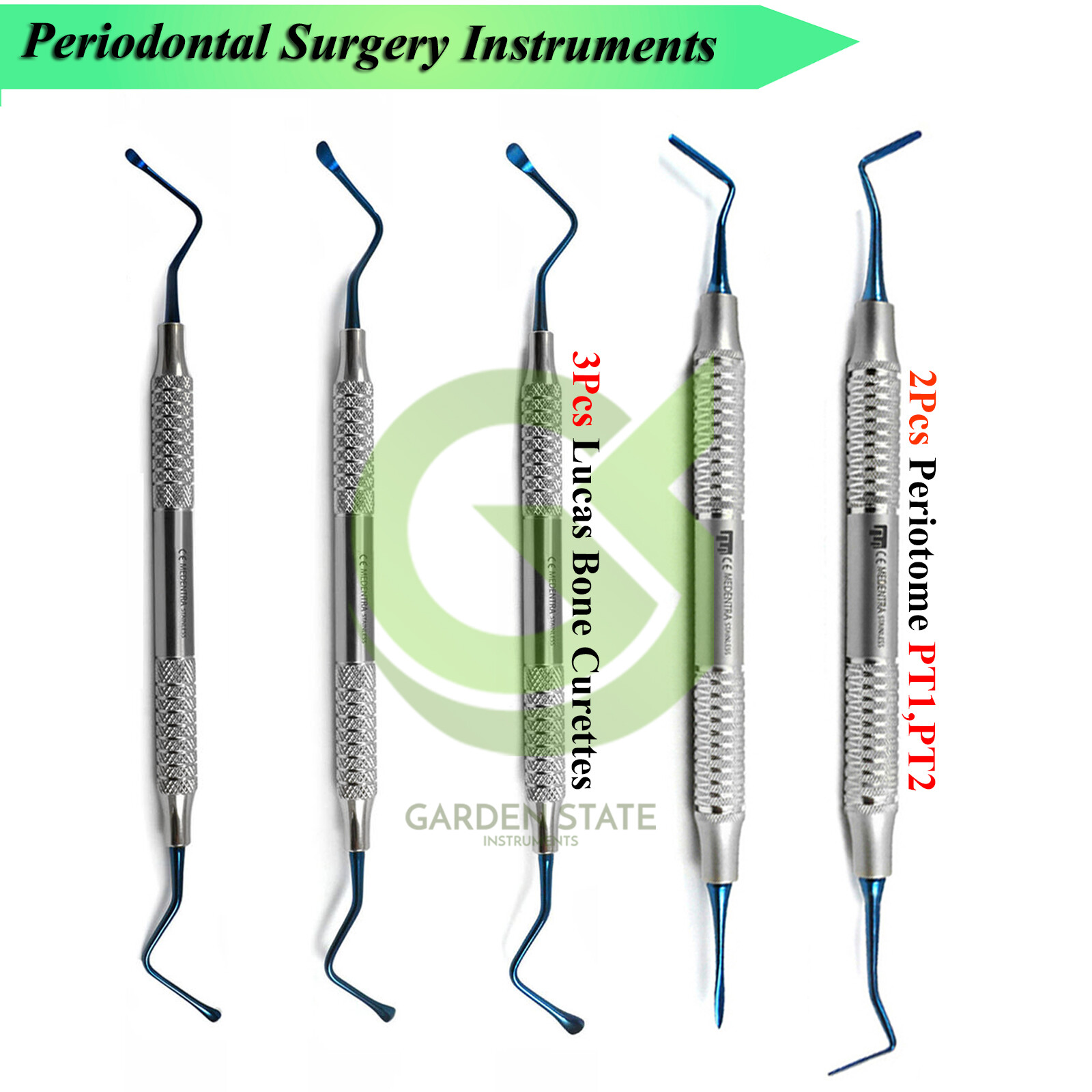 Implant Dental Micro Serrated Periotome Periodontal Lucas Bone Curettes Titanium
