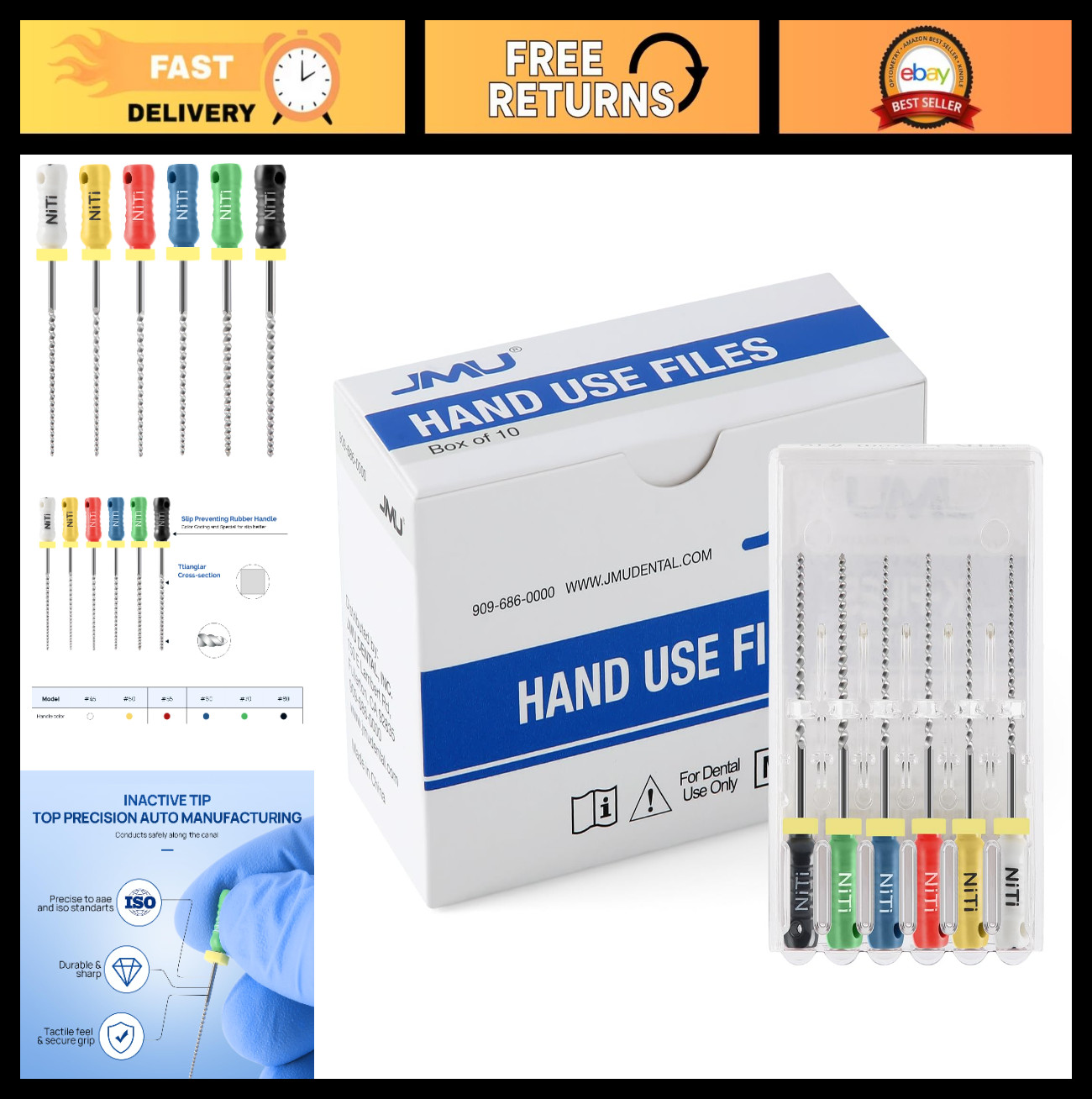 Endodontic K Files #45-80/21mm NITI Hand Use – 60 Pcs Total for Root Canal Treat