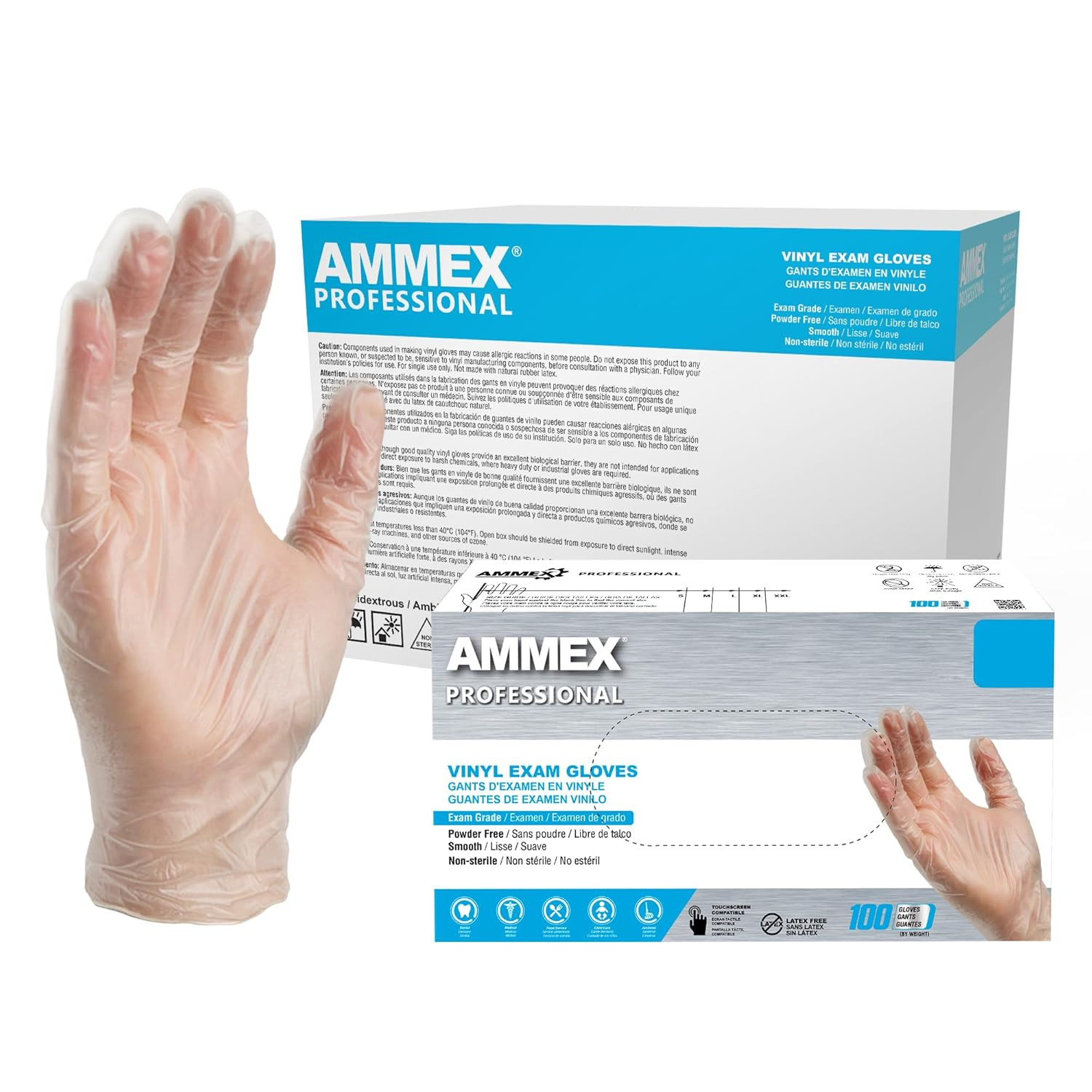Clear Vinyl Disposable Exam/Medical Gloves 3 Mil, Latex/Powder-Free, Food-Safe,
