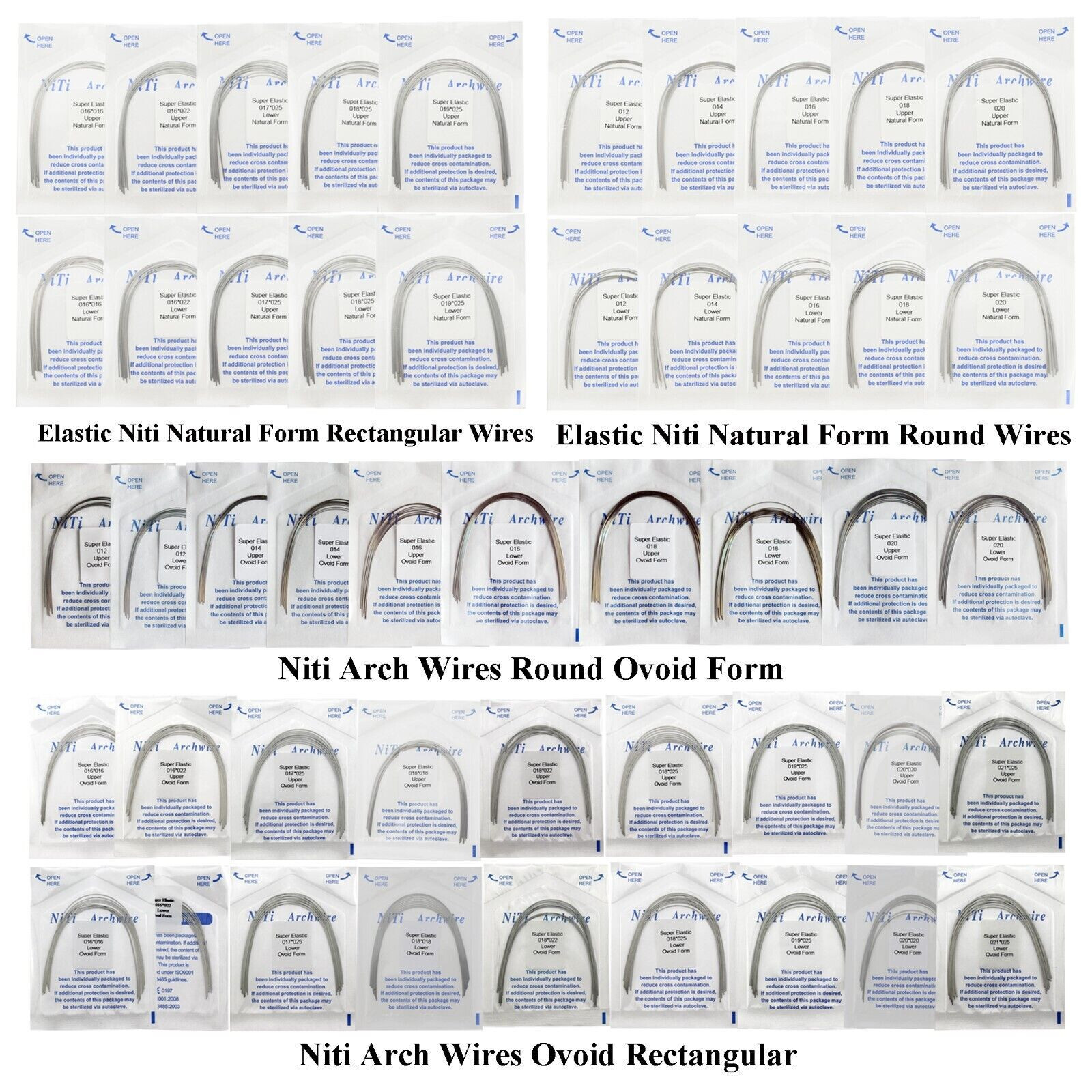 Dental Ortho Super Elastic Niti Rectangular Round Archwire Ovoid/Natural/Square