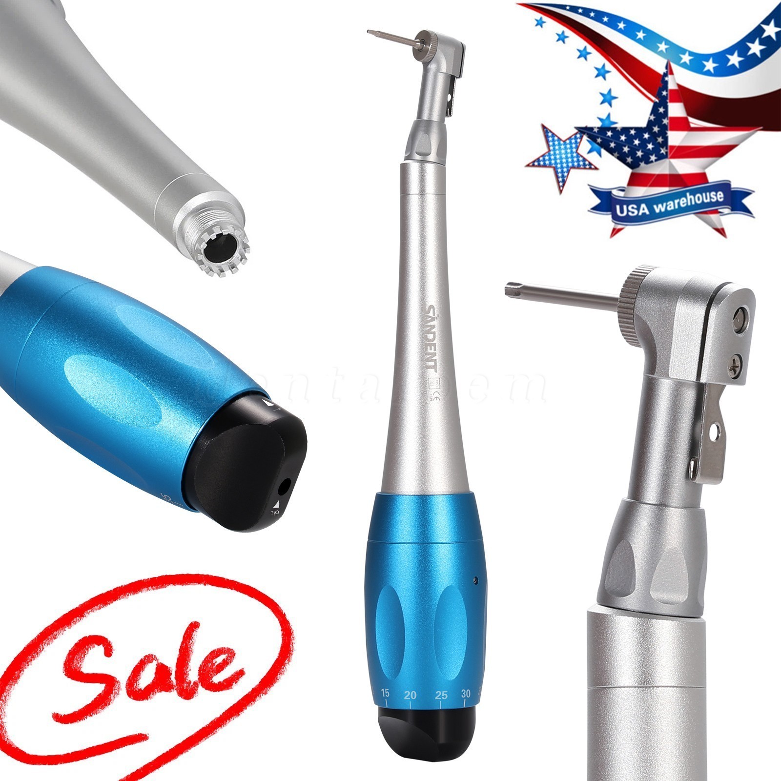 Dental Universal Implant Kit Torque Wrench Contra Angle & 16pcs Drivers Blue