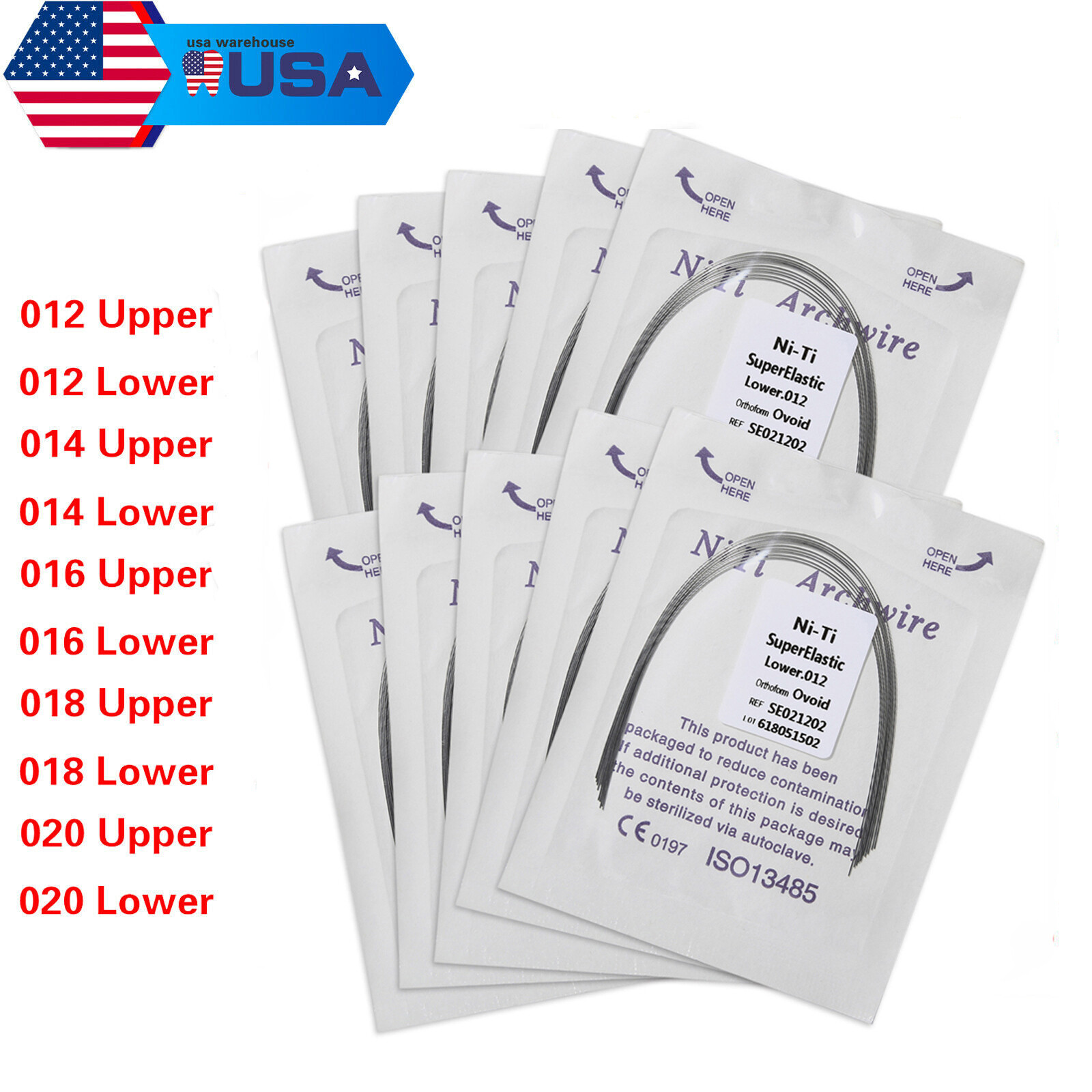 10pc/pack DENTAL Orthodontic Super Elastic Niti Arch Wire Round Ovoid Form Dr