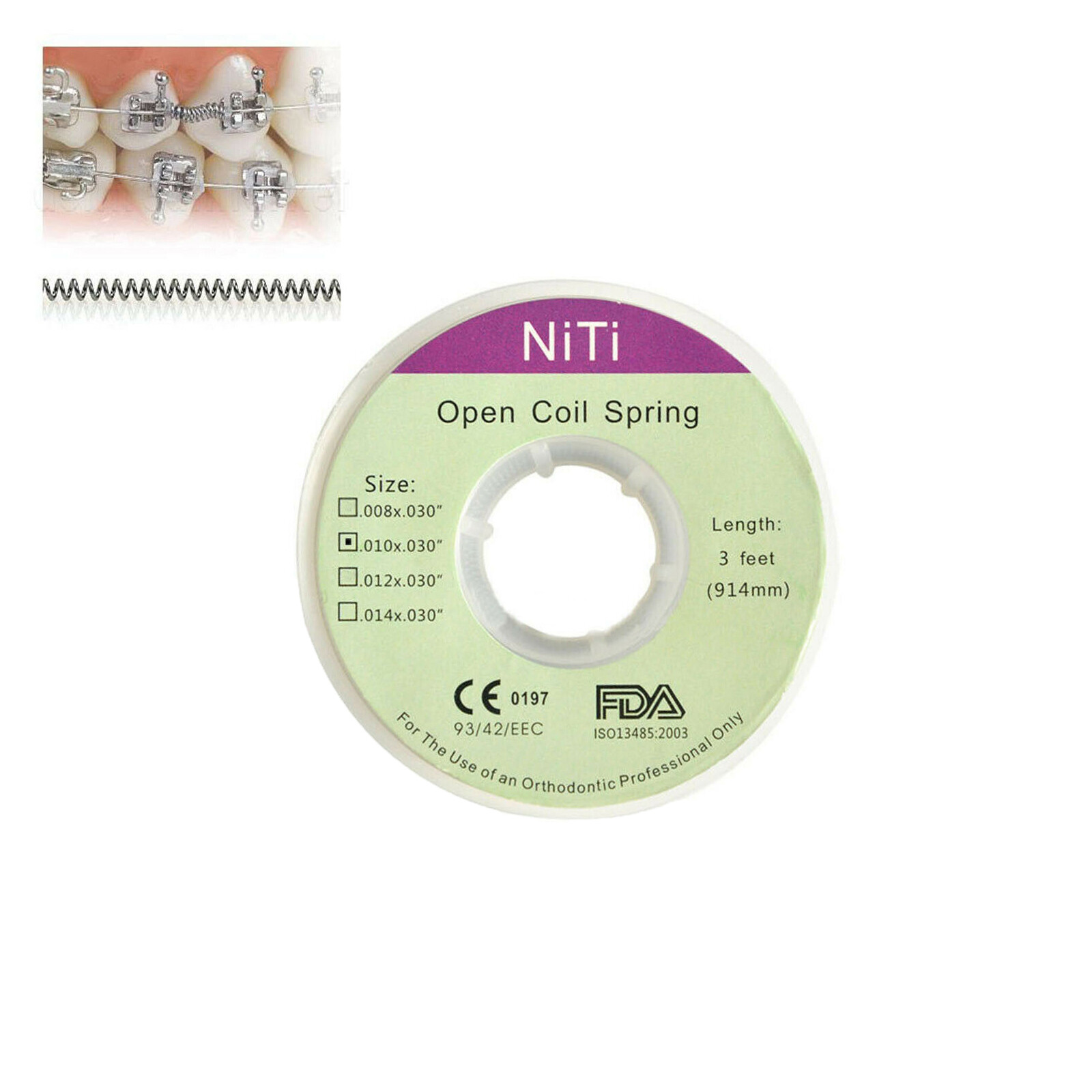 1 Roll Dental Orthodontic Niti Open Coil Spring Spool Dia.010 *030 ” inch 914mm
