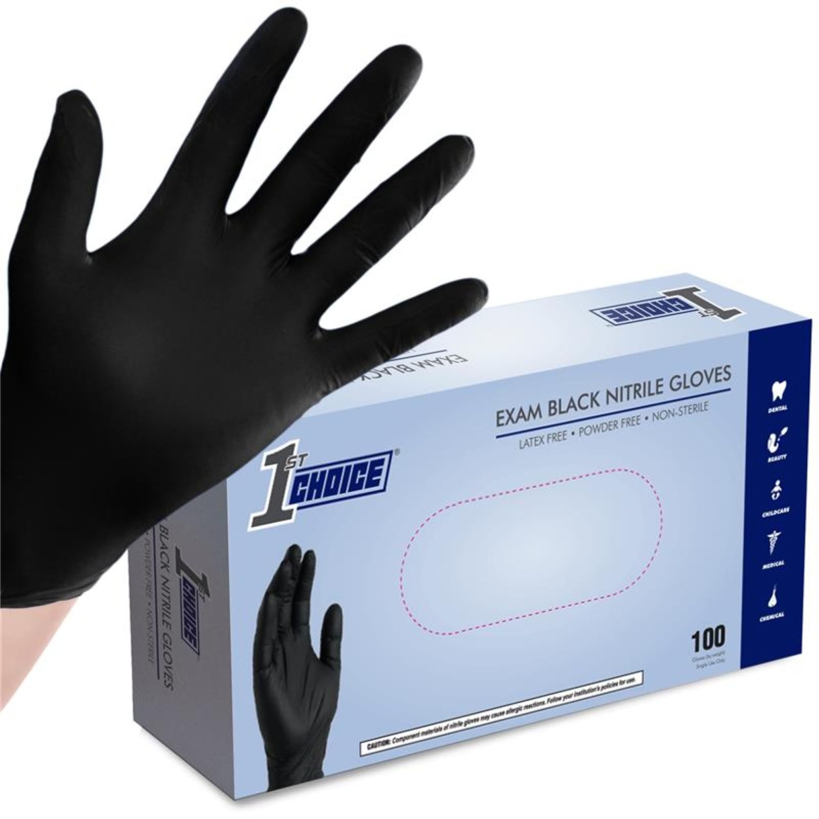 1st Choice Black Nitrile Exam Gloves 4 Mil Disposable Large,