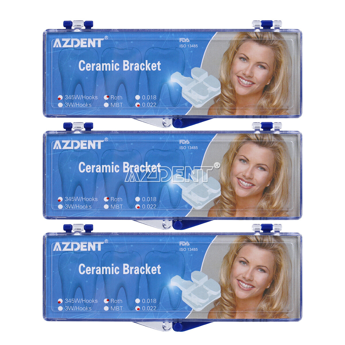 Dental Orthodontic Clear Ceramic Bracket Braces MBT/ Roth 022/018 Hooks 3 4 5