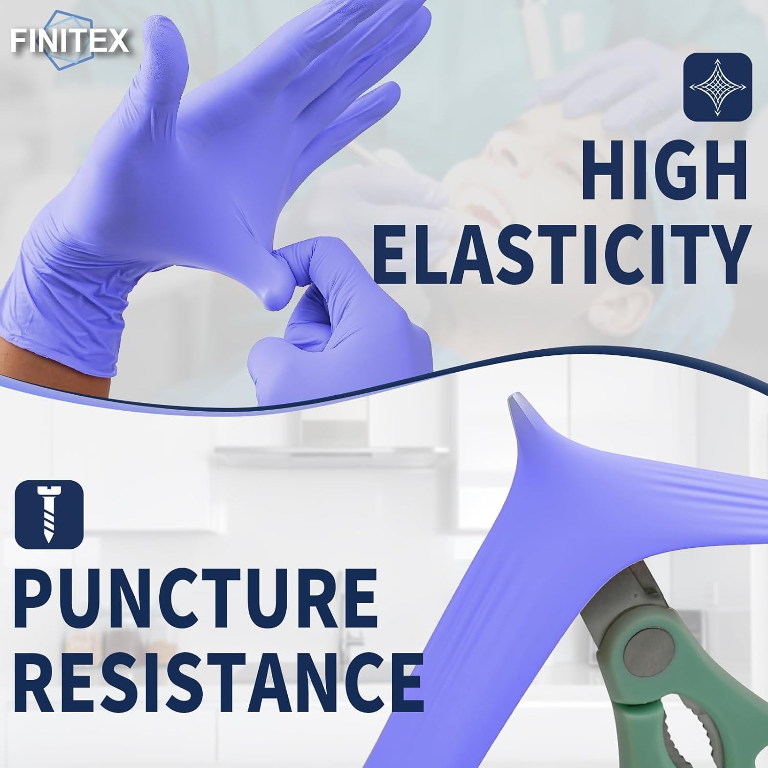 FINITEX Ice Blue Nitrile Exam Gloves Powder-free 1000 PCS