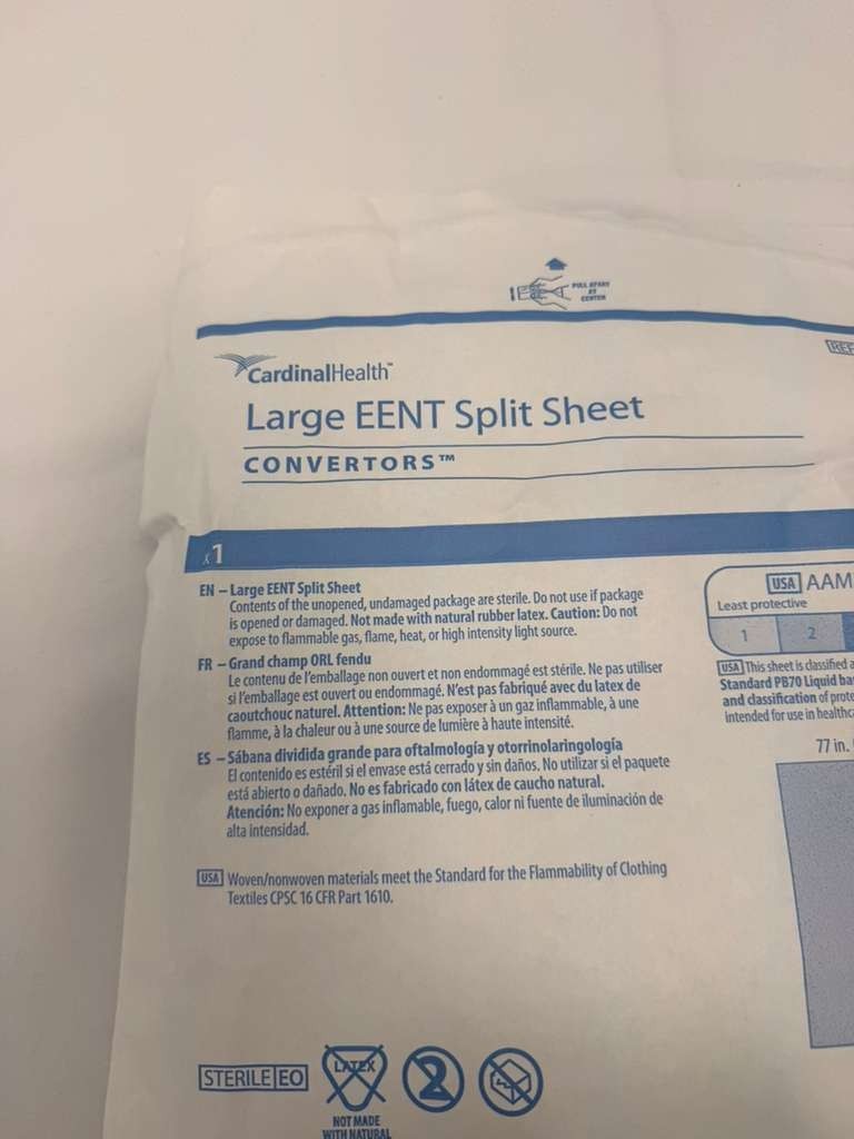Cardinal Health EENT Split Sheet 9447 Sterile AAMI Level 3 7 Pack Box
