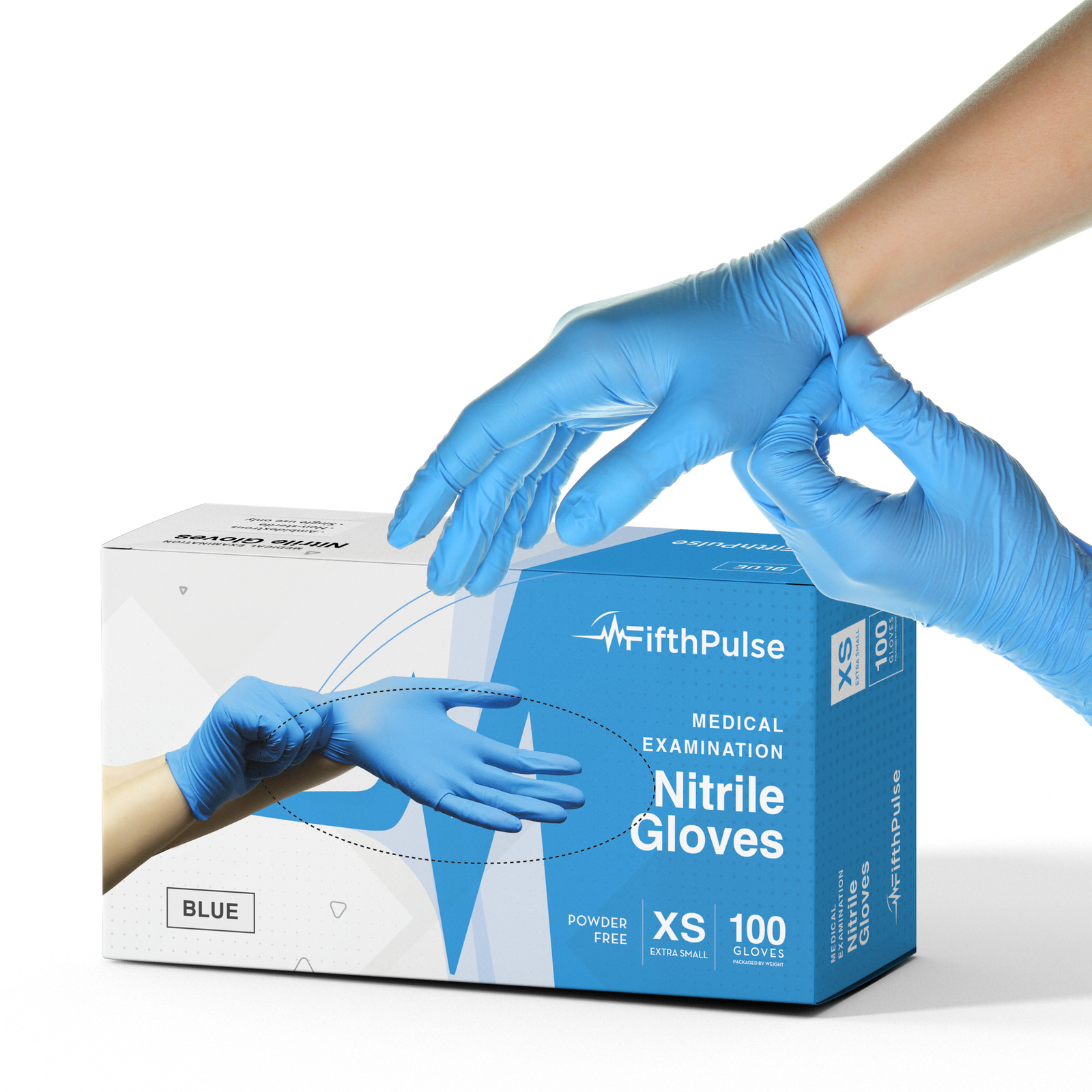 Fifth Pulse Nitrile Exam Latex & Powder Free Gloves – Blue – 100pcs (XS)