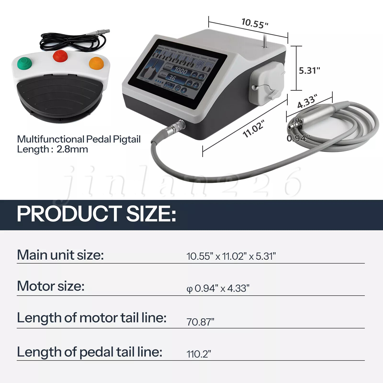 Dental Implant Surgical Brushless Motor Touch Screen with LED 20:1 Contra Angle