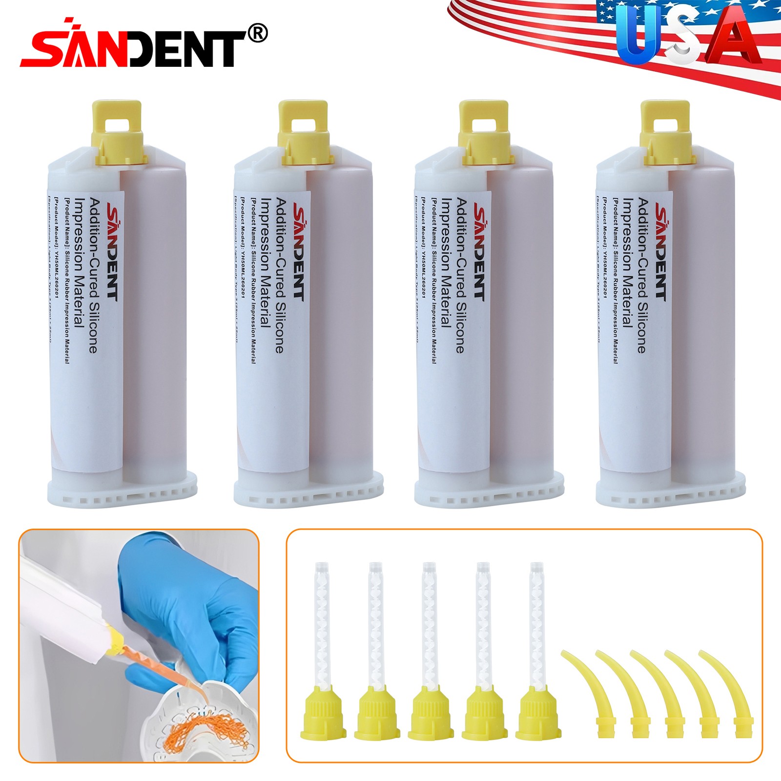 4 X 50ML Dental Impression Material FAST Set Unflavored Cartridges