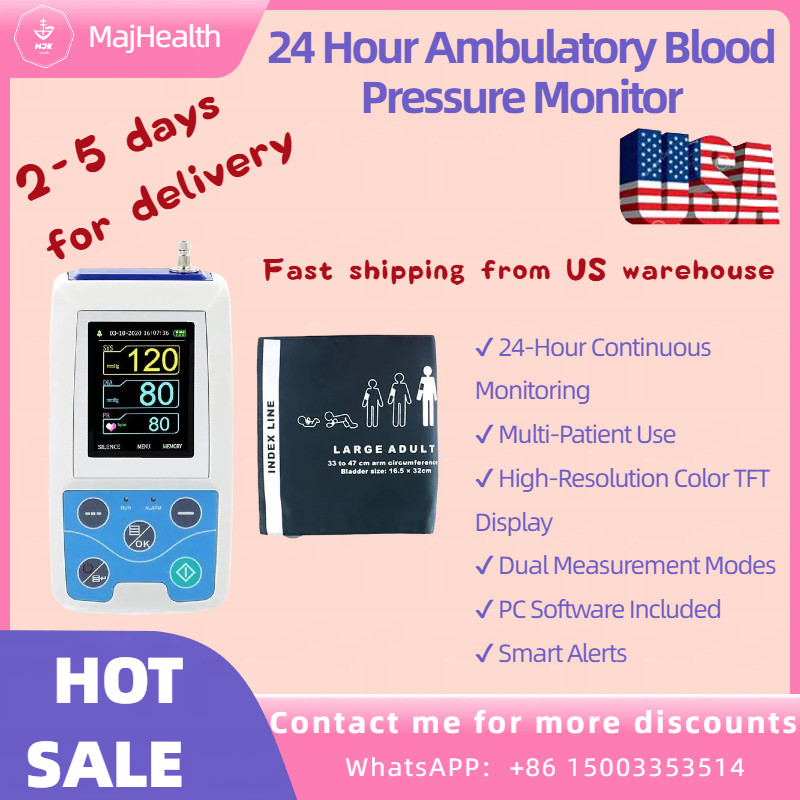 24-Hour Ambulatory Blood Pressure Monitor with Adult Cuff- ABPM|Fast US Shipping