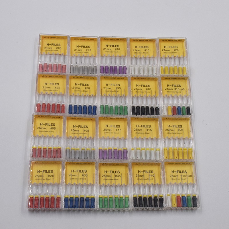 6Pcs Dental Stainless Steel Endodontic Root Canal H/K/R File 21/25/31mm Hand Use
