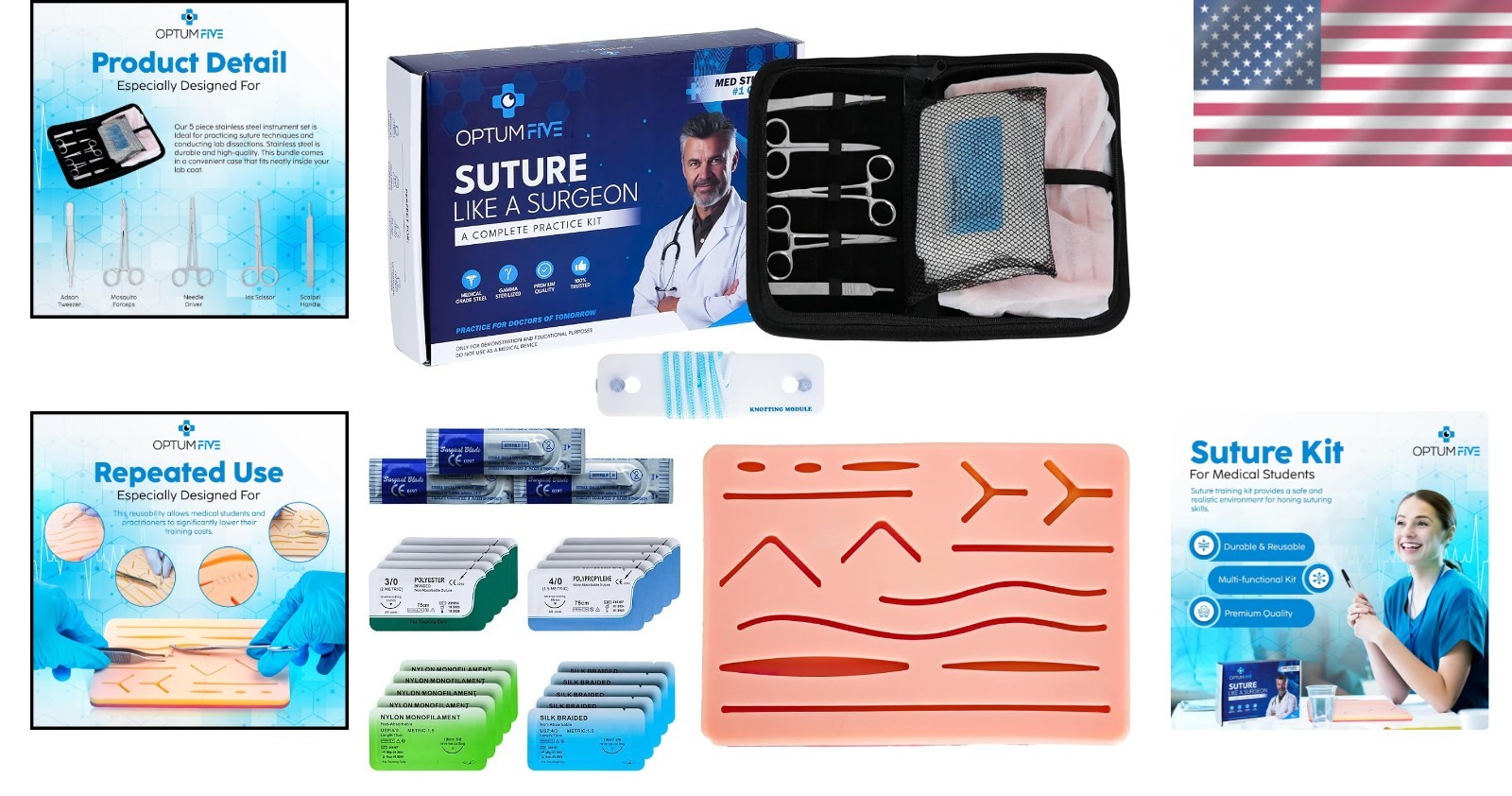 Comprehensive Suture Training Set with 14 Pre-Cut Wounds for Realistic Practice