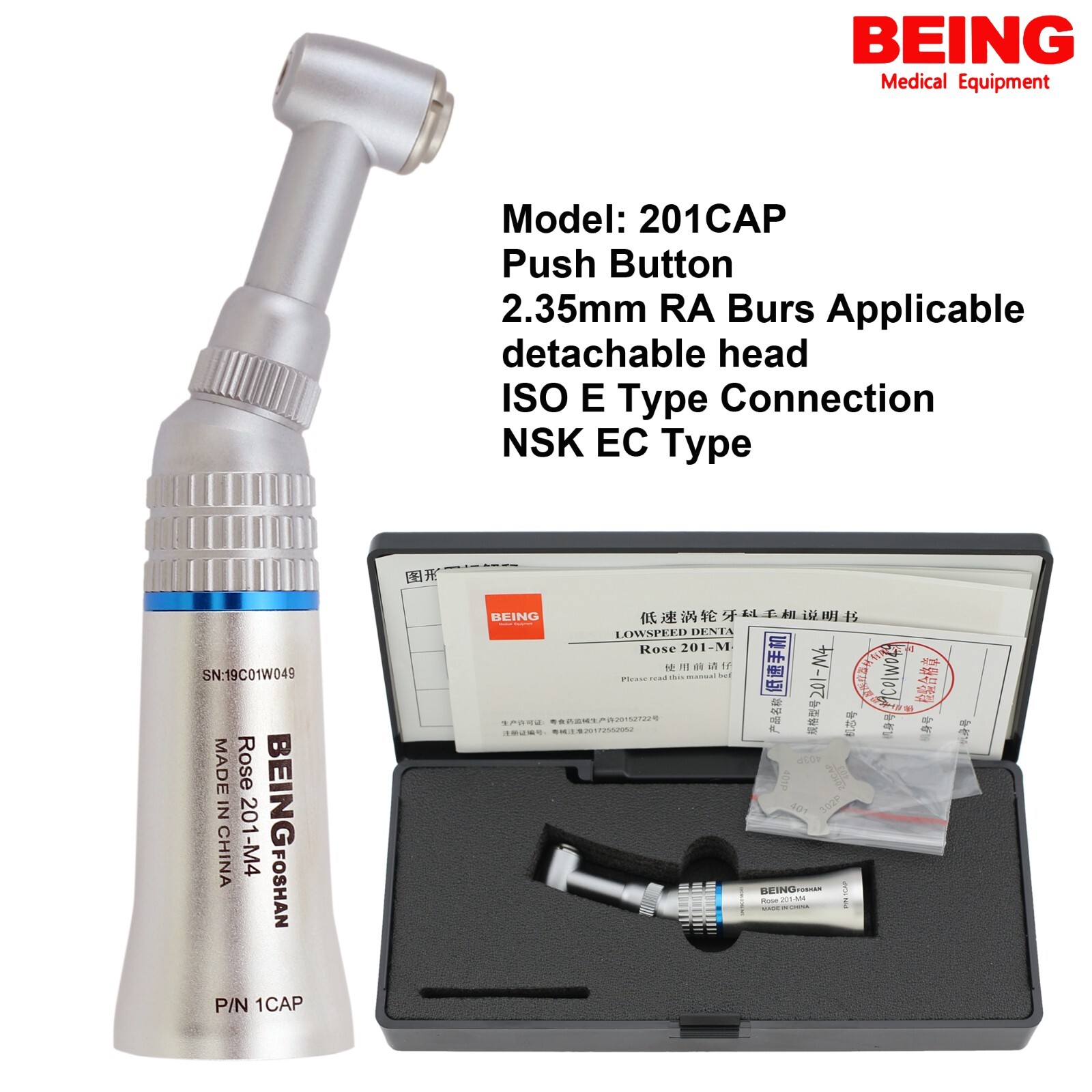 BEING Hygiene Prophy Handpiece Endo 4:1 Contra Angle Low Speed 1:1 NSK EC EX-5B